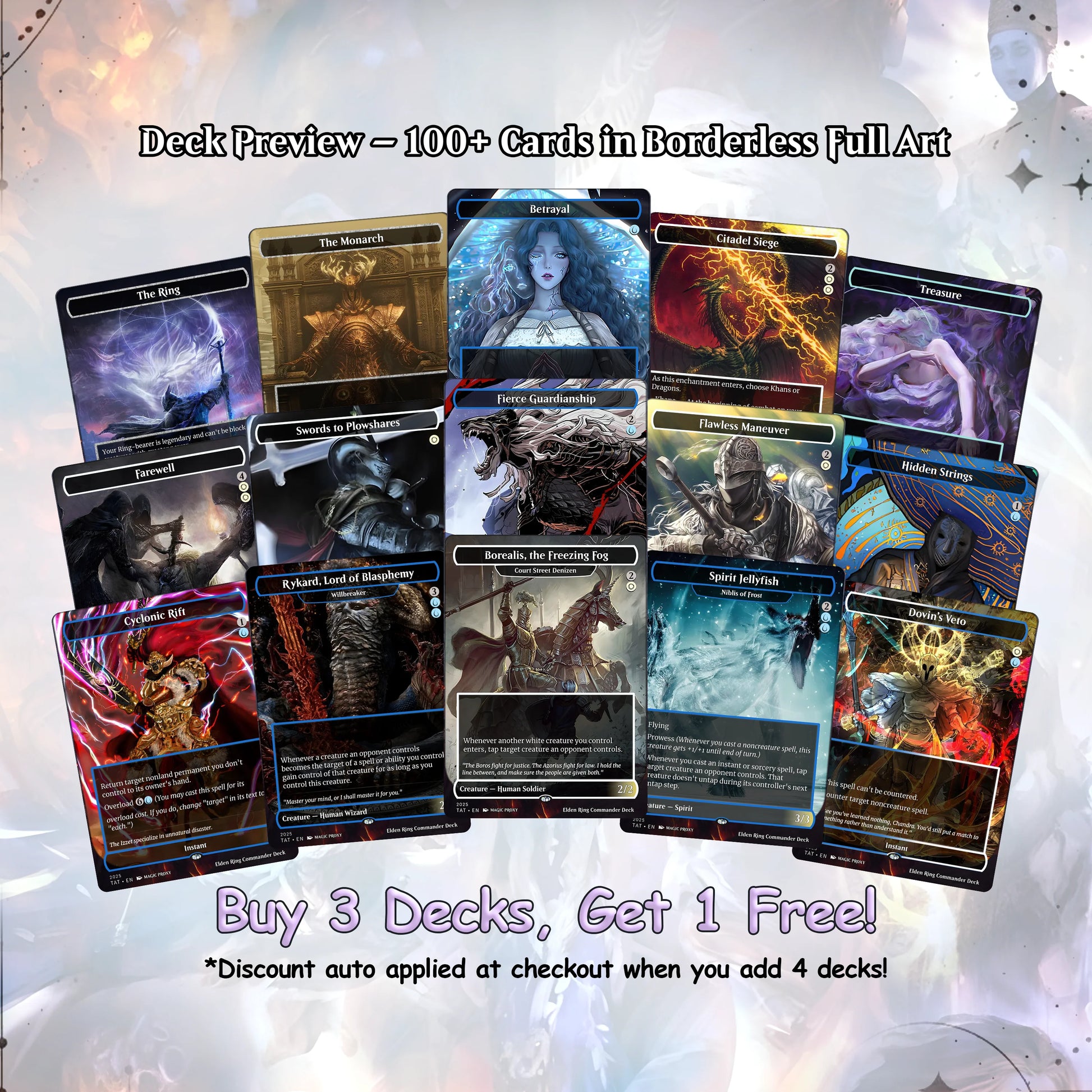 Elden Ring Commander | Dual-Commander Azorius Control Voltron | 100+ Custom Proxy Cards