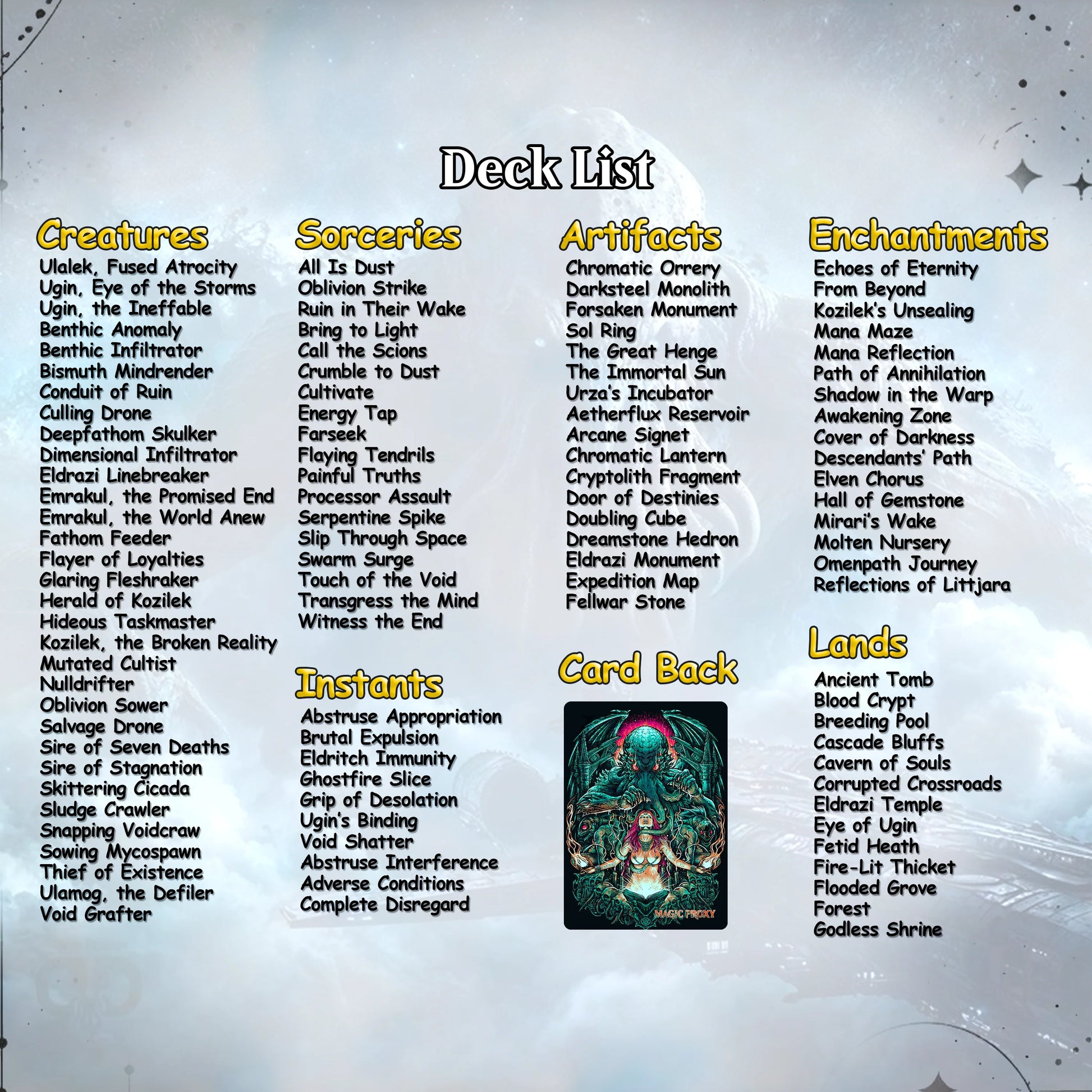 Eldrazi Cthulhu Commander cEDH Deck - Eldrazi Cthulhu Commander Magic Commander - Magic Proxy Deck with 160+ Unique Card