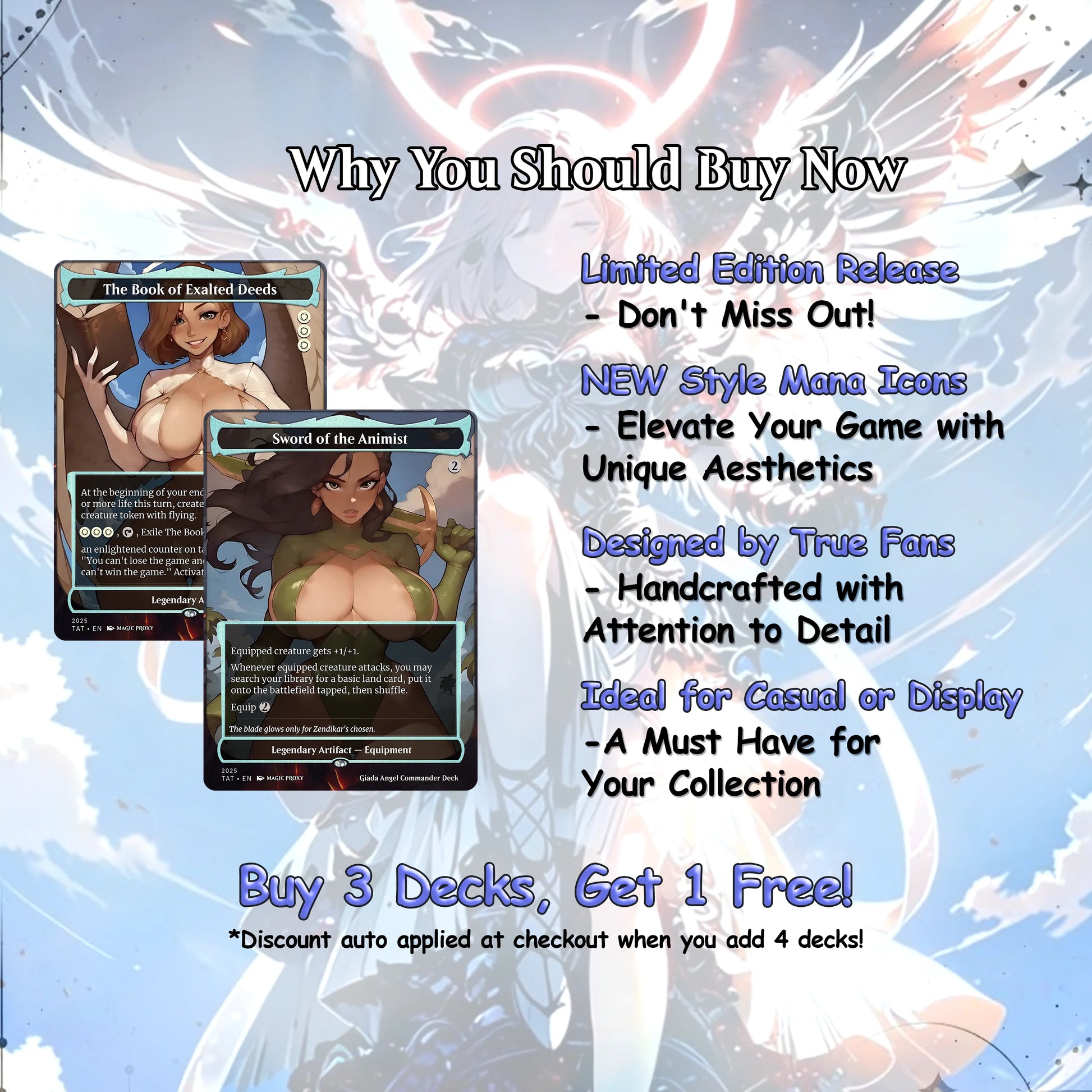 Giada Angels Tribal - Full MTG Proxy Commander EDH Deck - 108 cards - Tokens included - Waifu Anime Girls