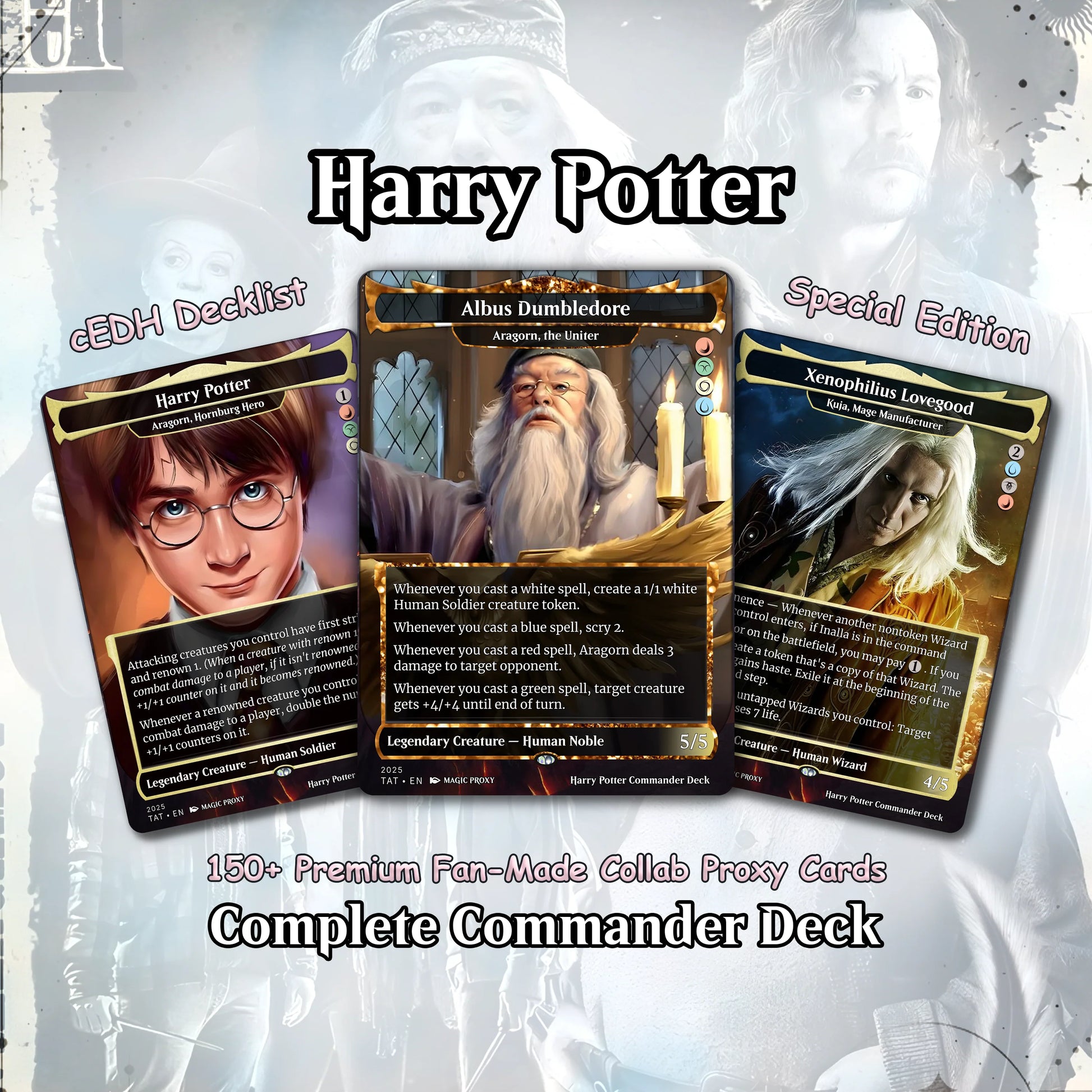 Harry Potter Dumbledore's Army MTG Commander Deck - Complete Custom EDH Deck Magic Proxy Cards Proxies Complete