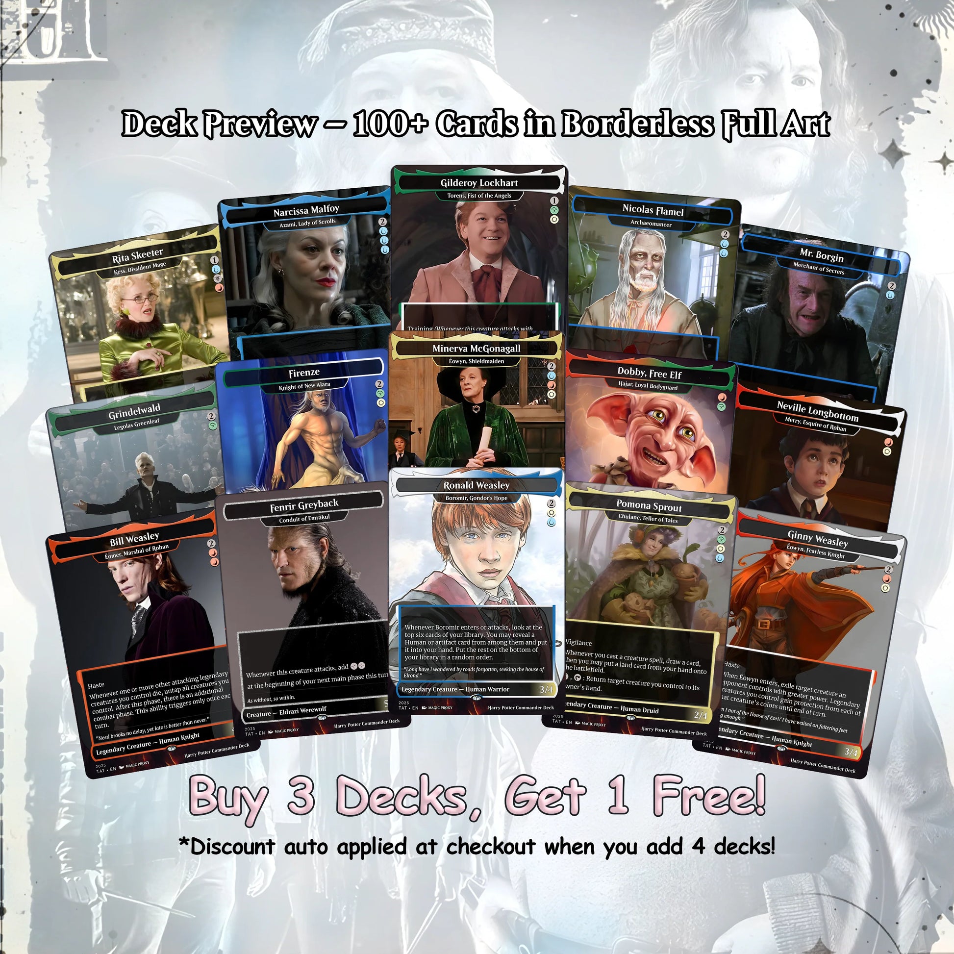 Harry Potter Dumbledore's Army MTG Commander Deck - Complete Custom EDH Deck Magic Proxy Cards Proxies Complete