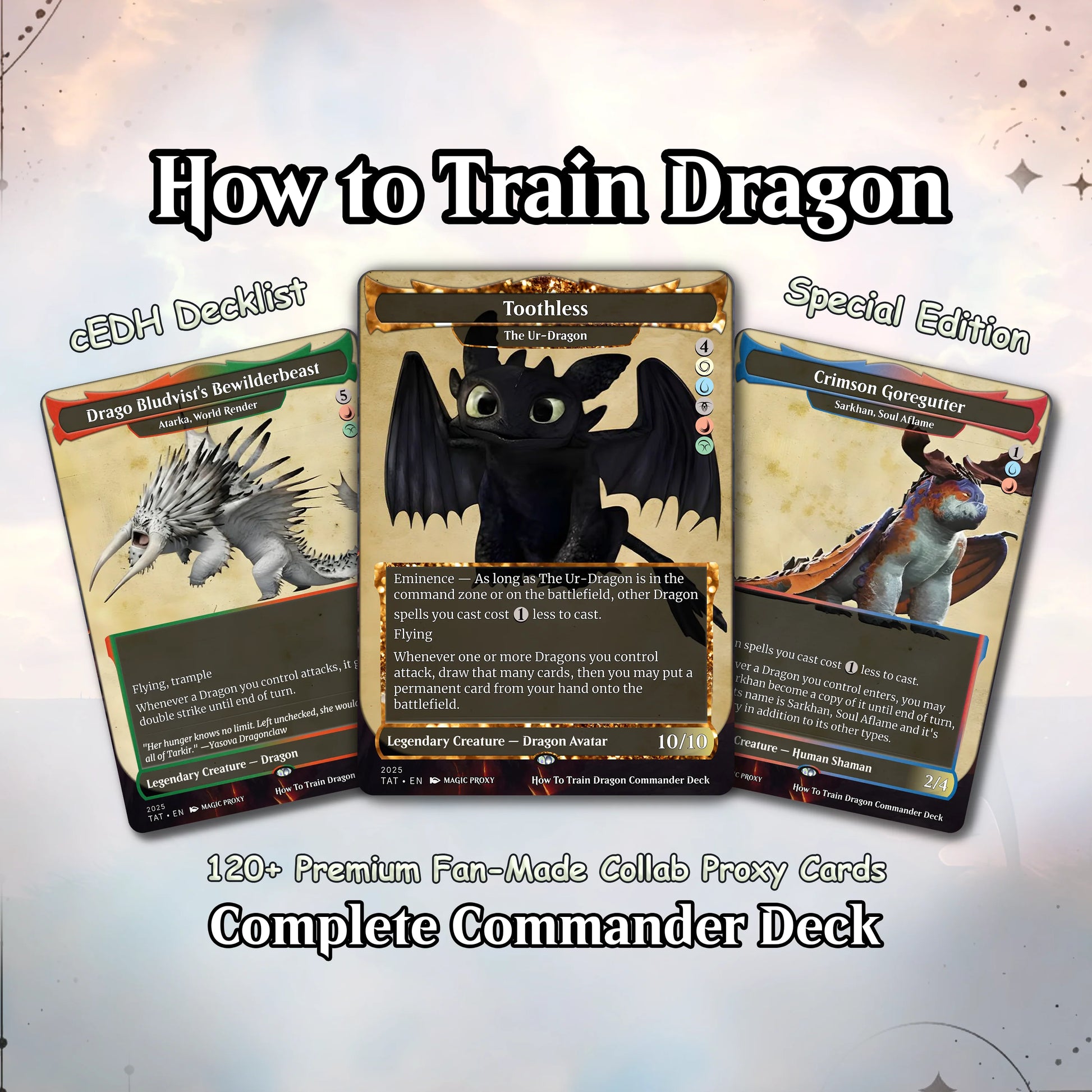 How to Train Your Dragon Commander Deck • Fly High with Toothless as Your Commander! • Custom MTG Card • Premium Proxy C