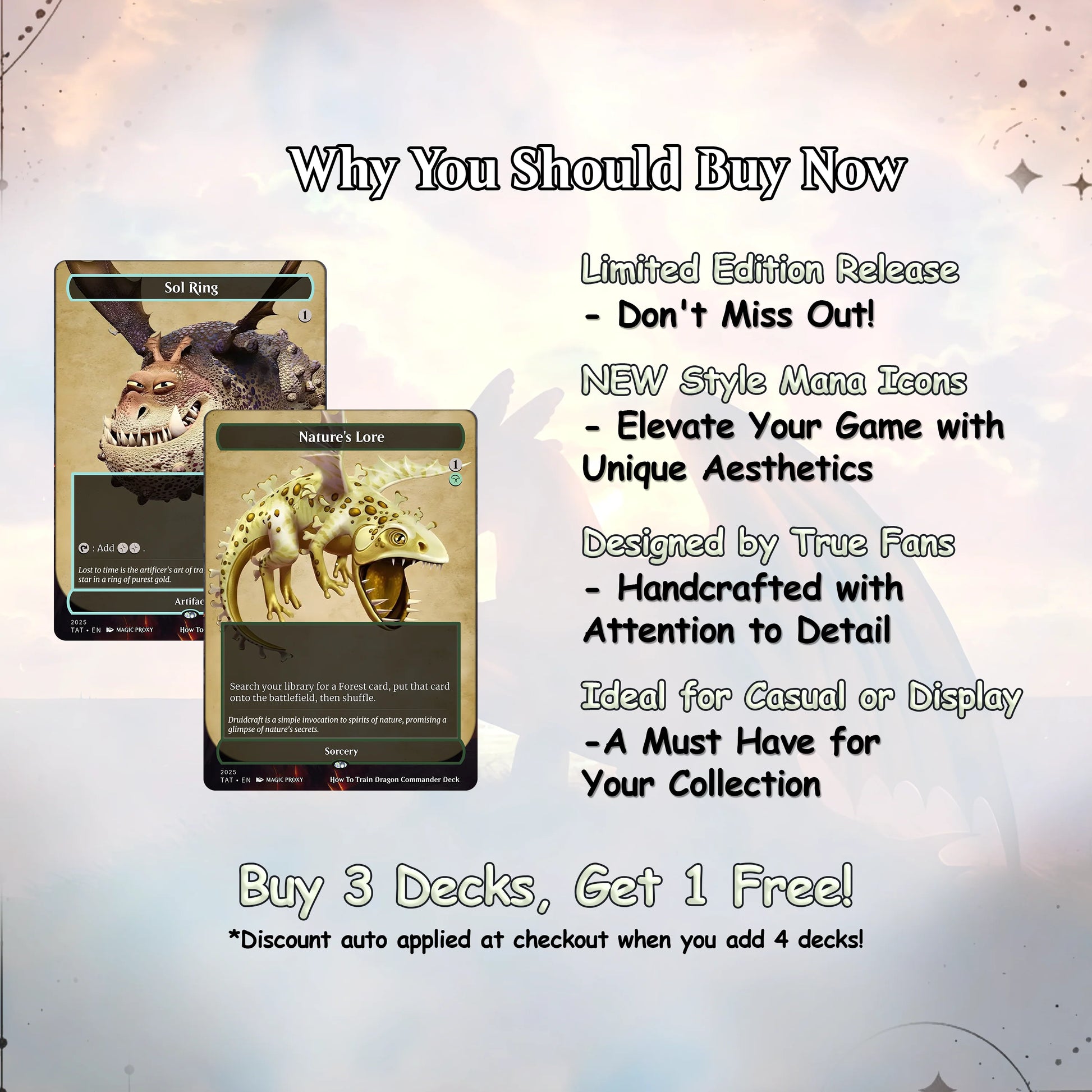 How to Train Your Dragon Commander Deck • Fly High with Toothless as Your Commander! • Custom MTG Card • Premium Proxy C