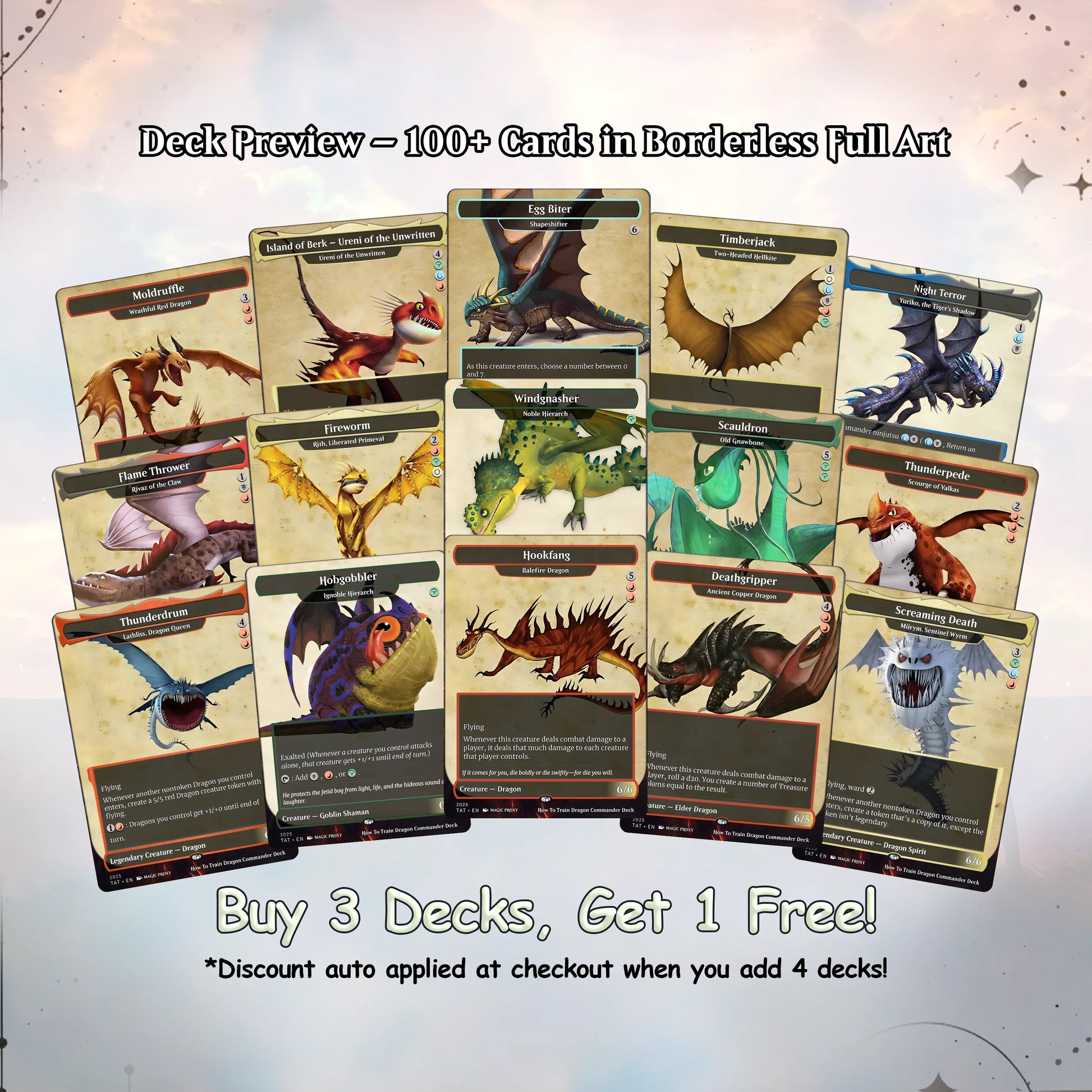 How to Train Your Dragon Commander Deck • Fly High with Toothless as Your Commander! • Custom MTG Card • Premium Proxy C