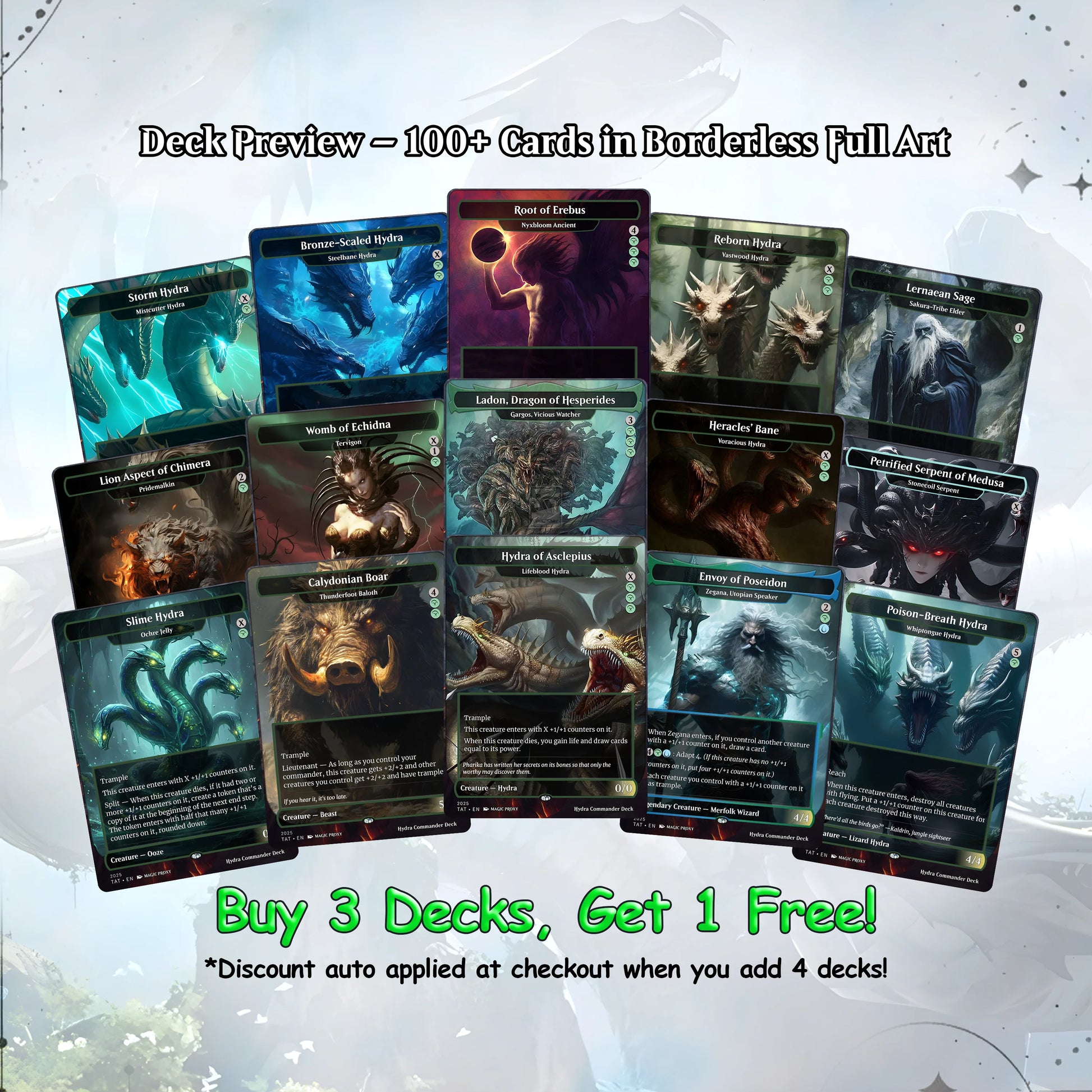Hydra Commander cEDH Deck - Hydra Commander Magic Commander - Magic Proxy Deck with 170+ Unique Cards - Custom Cards MTG