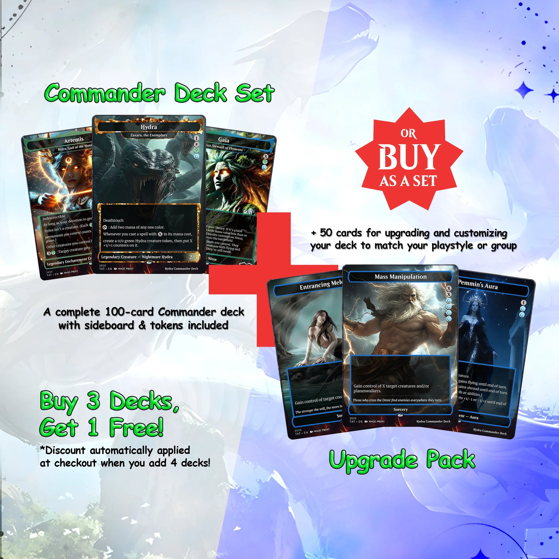 Hydra Commander cEDH Deck - Hydra Commander Magic Commander - Magic Proxy Deck with 170+ Unique Cards - Custom Cards MTG