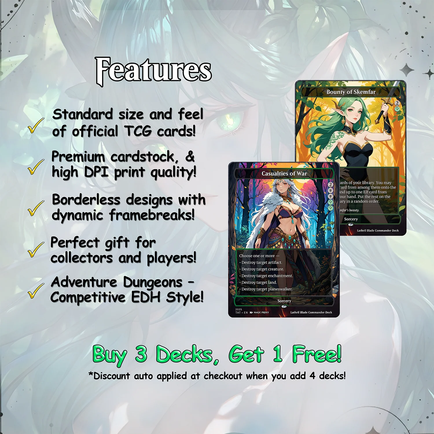 Lathril Blade of the Elves Anime Waifu Ready to Play Proxy Commander Deck Custom Proxy EDH Elf Tribal Elves High Quality