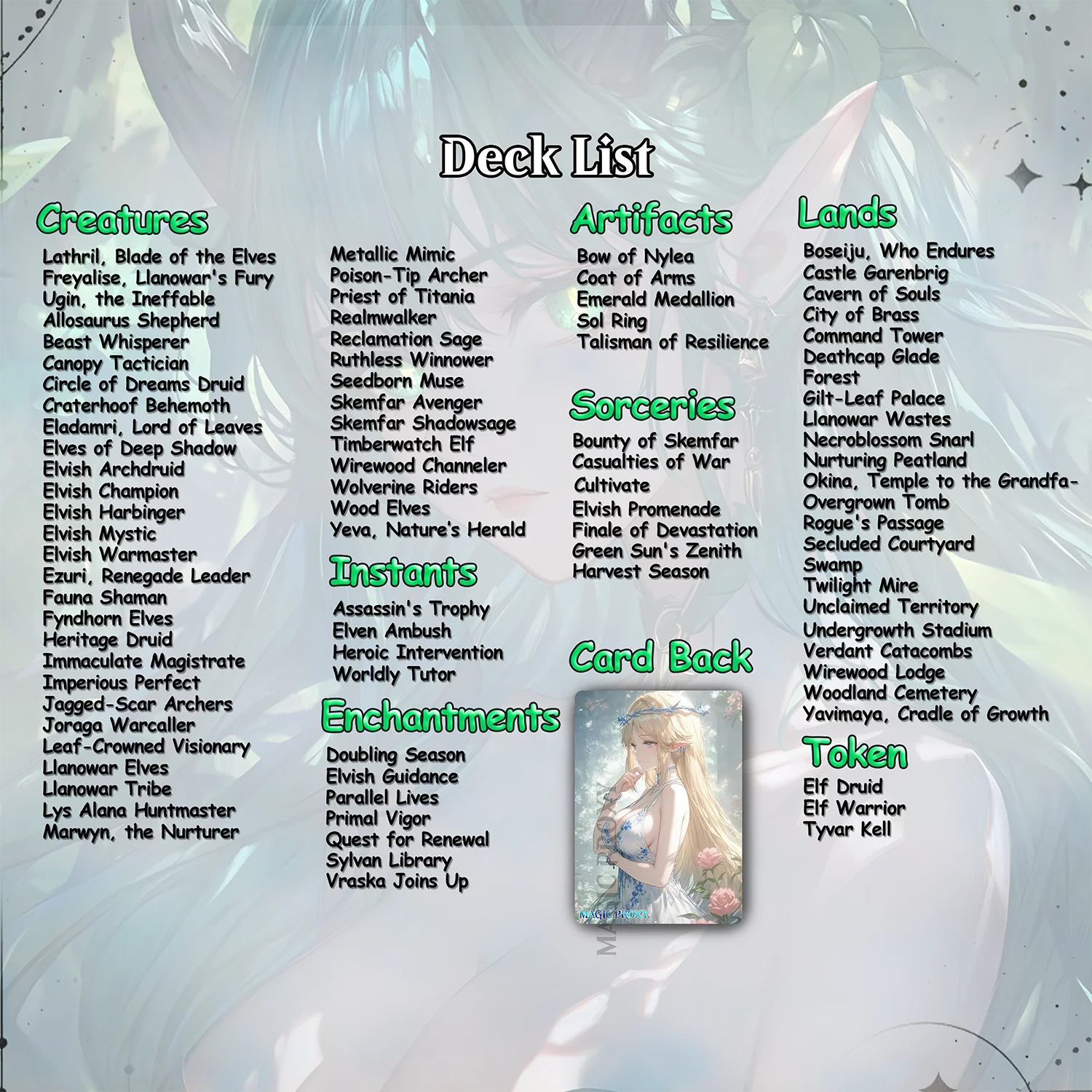 Lathril Blade of the Elves Anime Waifu Ready to Play Proxy Commander Deck Custom Proxy EDH Elf Tribal Elves High Quality