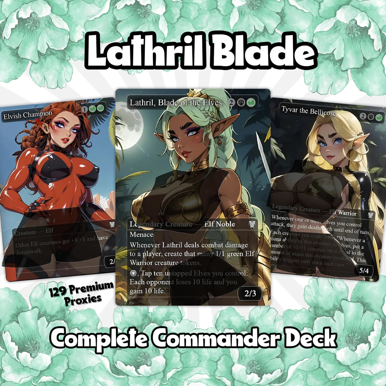 Lathril Blade of the Elves EDH Anime Style Waifu Proxy Deck Custom Proxy Elf Tribal Elves High Quality Cards, 120 Cards,