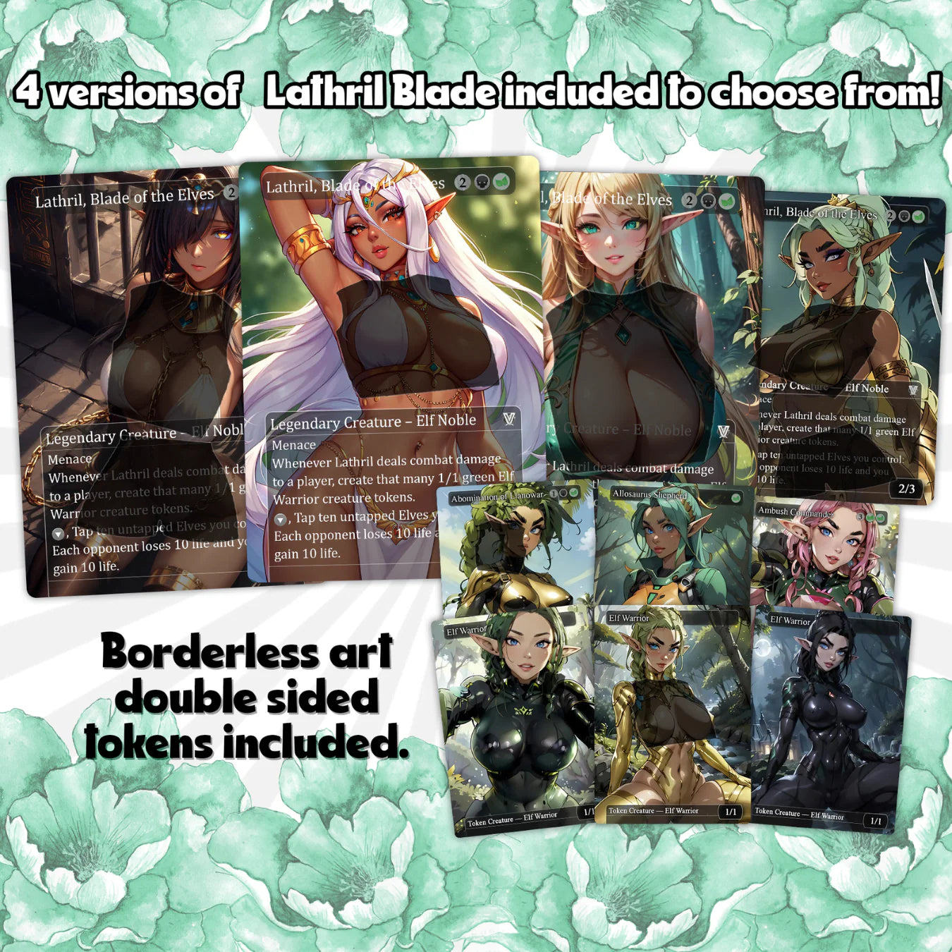 Lathril Blade of the Elves EDH Anime Style Waifu Proxy Deck Custom Proxy Elf Tribal Elves High Quality Cards, 120 Cards,
