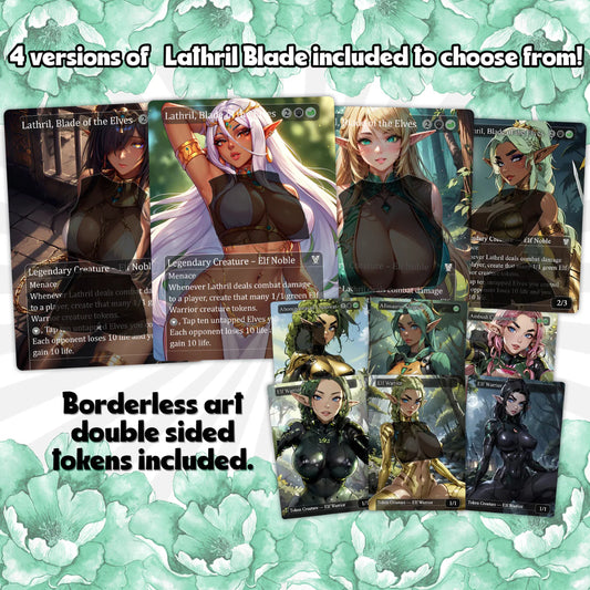 Lathril Blade of the Elves EDH Anime Style Waifu Proxy Deck Custom Proxy Elf Tribal Elves High Quality Cards, 120 Cards,