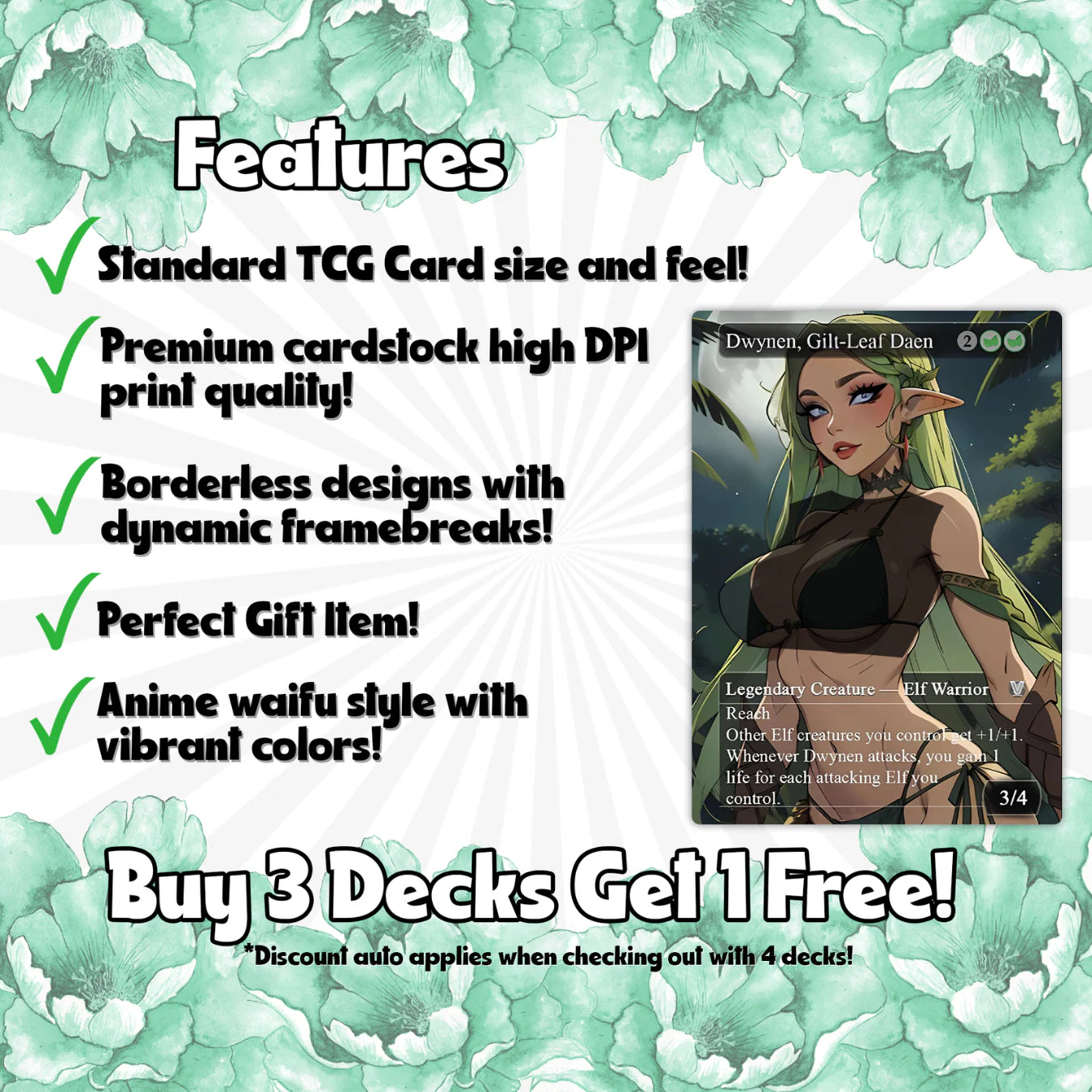 Lathril Blade of the Elves EDH Anime Style Waifu Proxy Deck Custom Proxy Elf Tribal Elves High Quality Cards, 120 Cards,