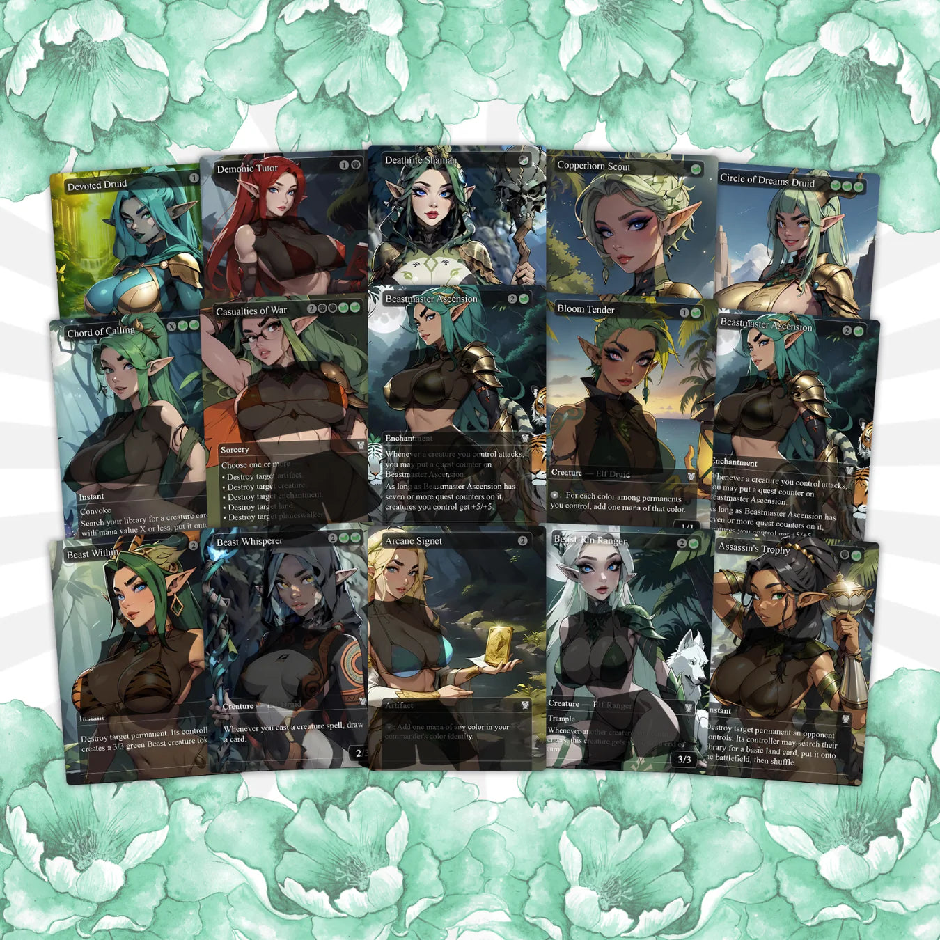Lathril Blade of the Elves EDH Anime Style Waifu Proxy Deck Custom Proxy Elf Tribal Elves High Quality Cards, 120 Cards,