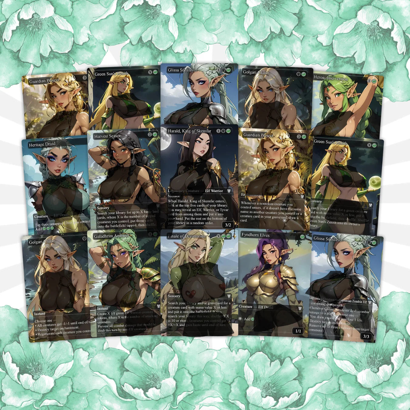 Lathril Blade of the Elves EDH Anime Style Waifu Proxy Deck Custom Proxy Elf Tribal Elves High Quality Cards, 120 Cards,