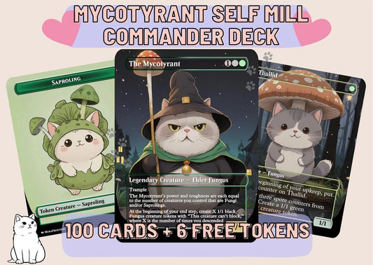 Mycotyrant Self Mill Proxy Commander Deck, 100 Cards + 6 Free Tokens | Cute Custom Full Art | MuraProxyArt