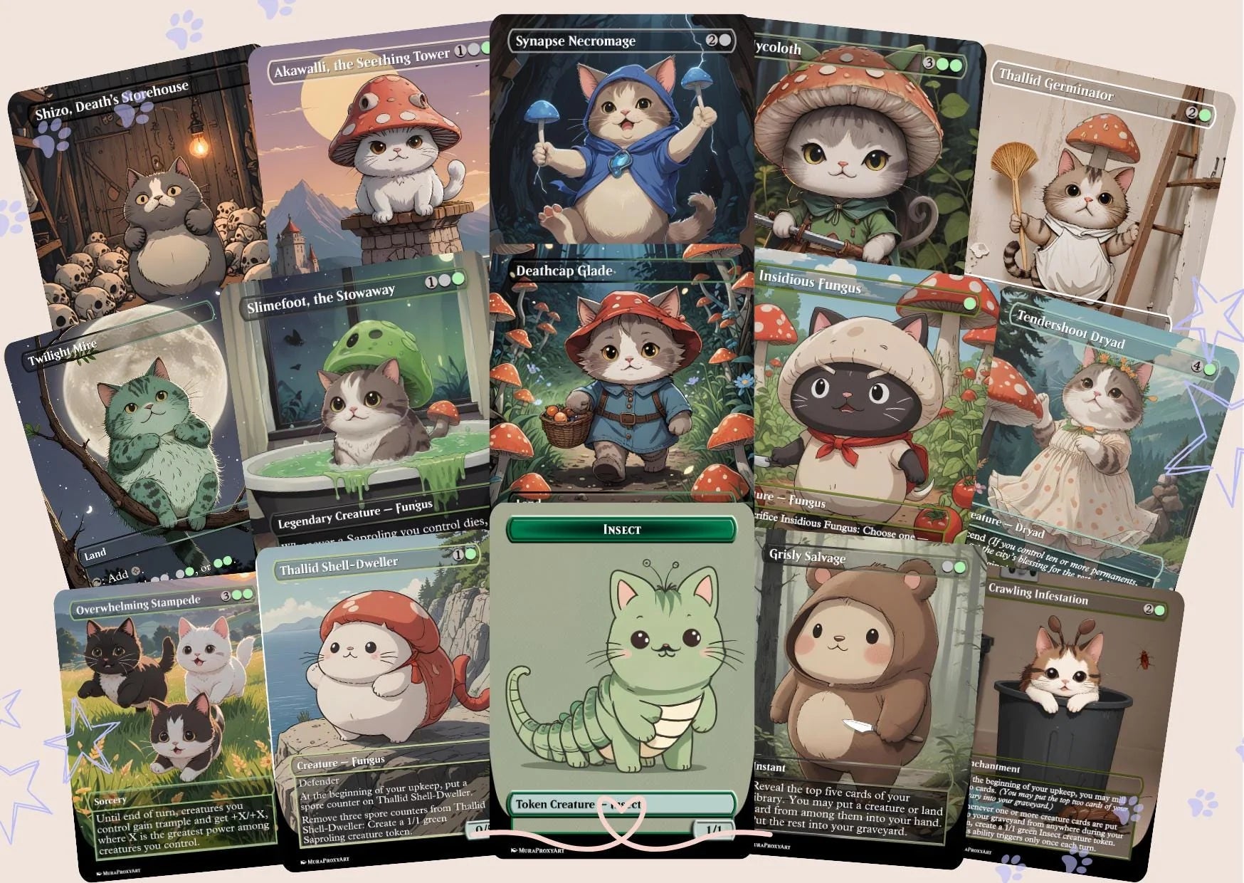 Mycotyrant Self Mill Proxy Commander Deck, 100 Cards + 6 Free Tokens | Cute Custom Full Art | MuraProxyArt