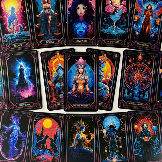 Neon Tarot Cards, 78 Tarot Cards, Original Tarot Cards for Beginners and Experts with Guide Book and Foil Edges, Fortune
