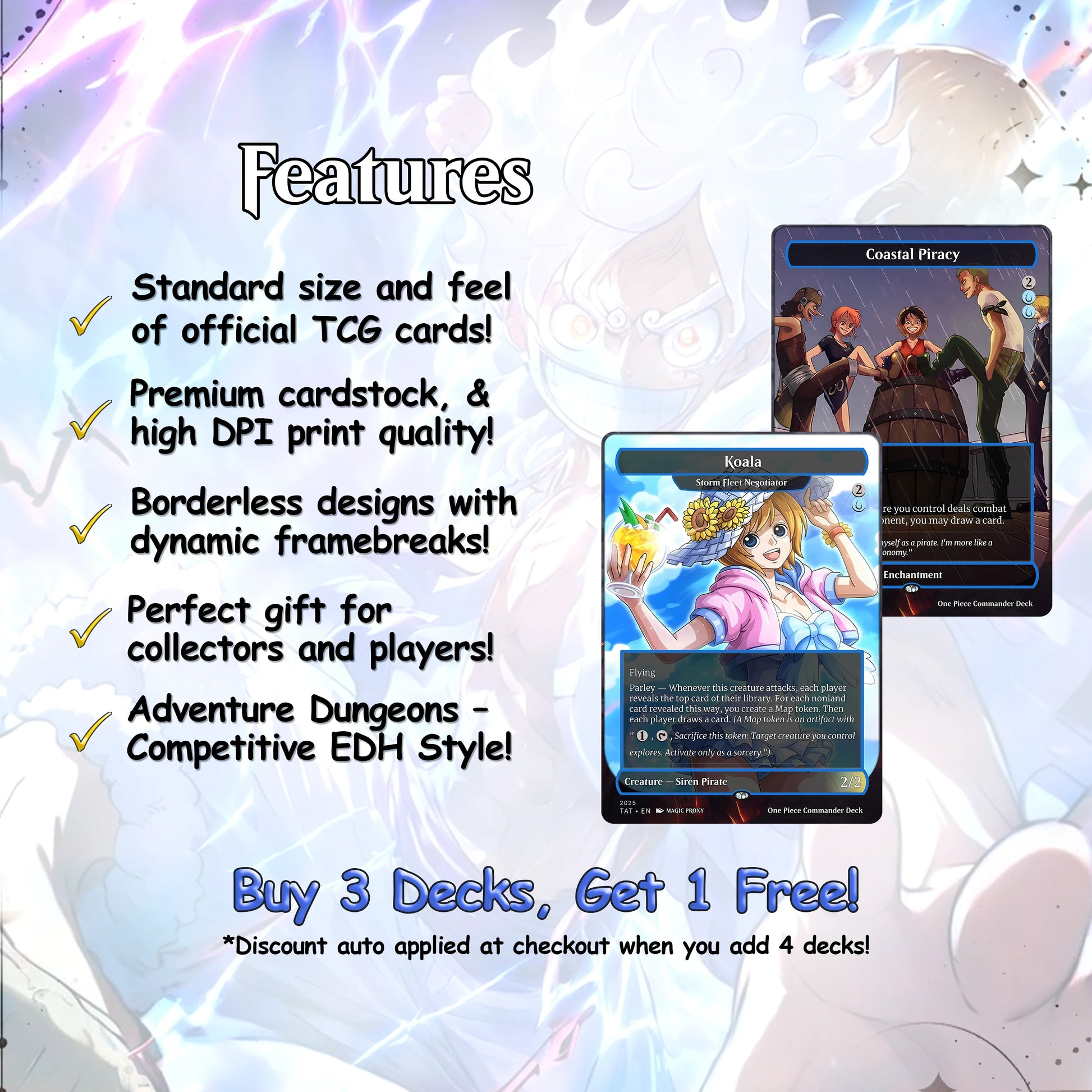 O.n.e P.i.e.c.e Commander cEDH Deck - O.n.e P.i.e.c.e Commander Magic Commander - Magic Proxy Deck with 160+ Unique Card