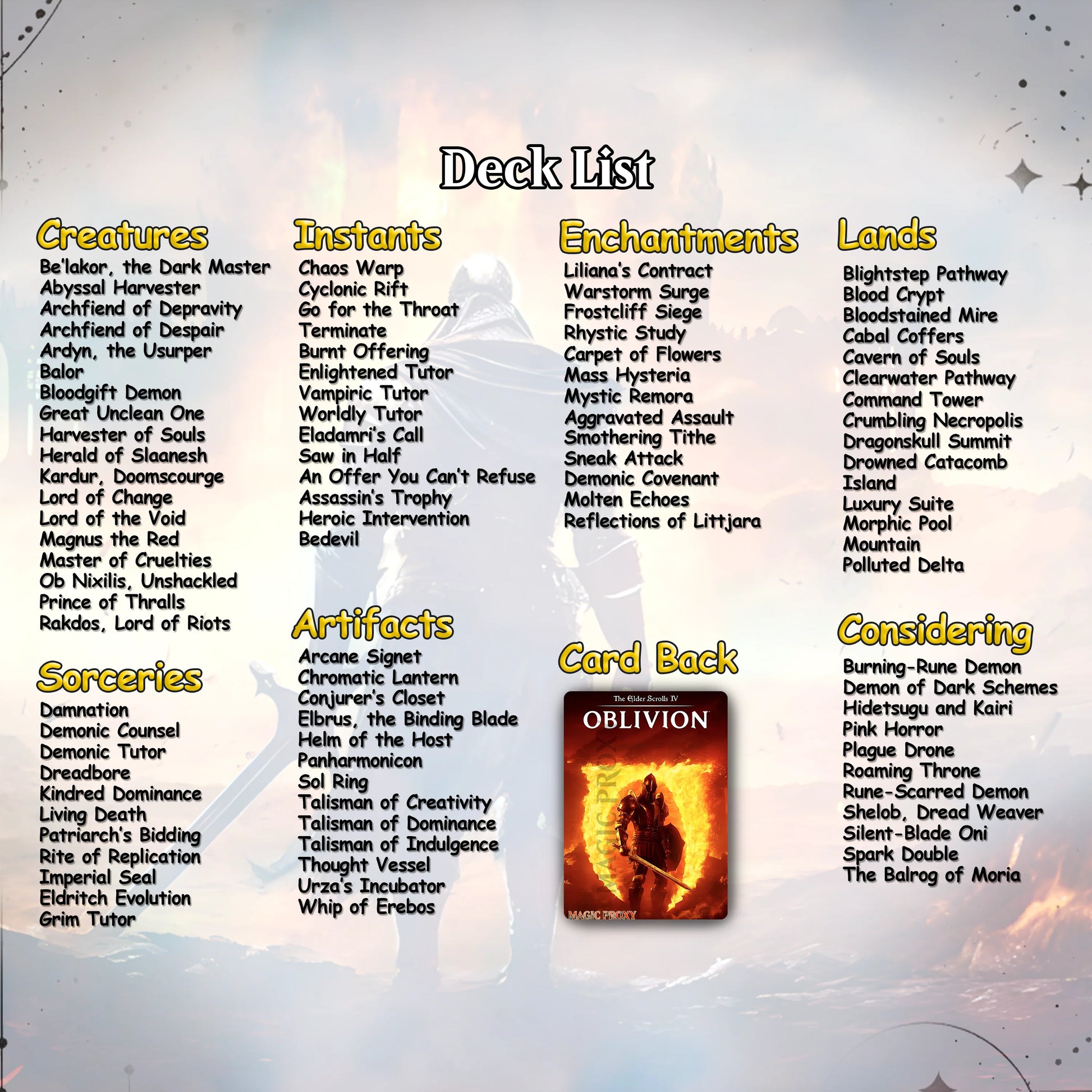 Oblivion Commander cEDH Deck - Oblivion Commander Magic Commander - Magic Proxy Deck with 150+ Unique Cards - Custom Car
