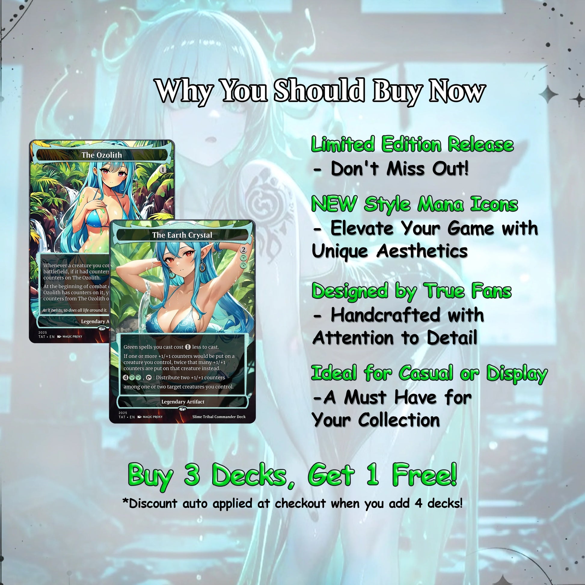 Ooze Tribal / Slime Storm Anime Style Waifu Proxy Commander Deck Special Edition Custom MTG EDH Deck English High Qualit