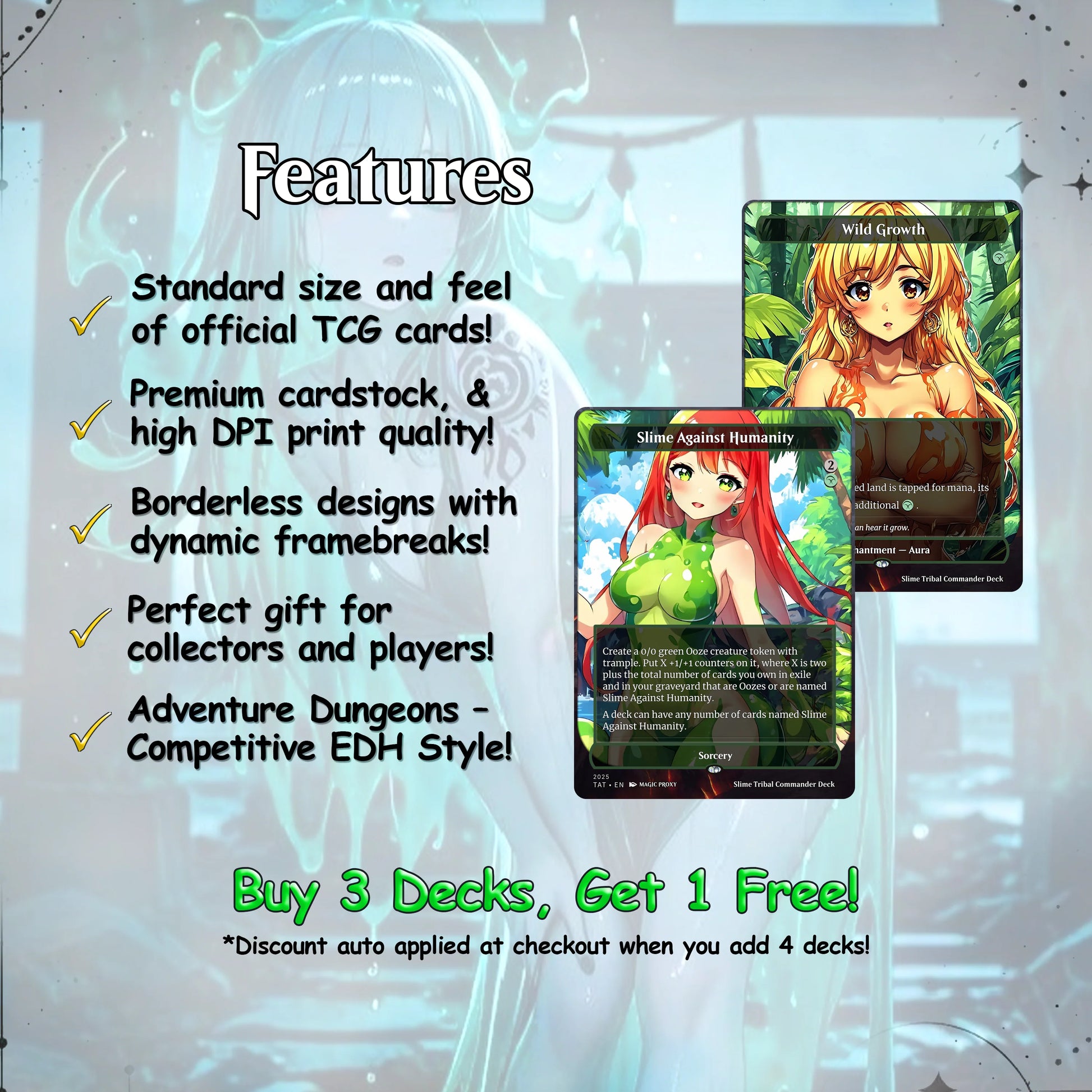 Ooze Tribal / Slime Storm Anime Style Waifu Proxy Commander Deck Special Edition Custom MTG EDH Deck English High Qualit