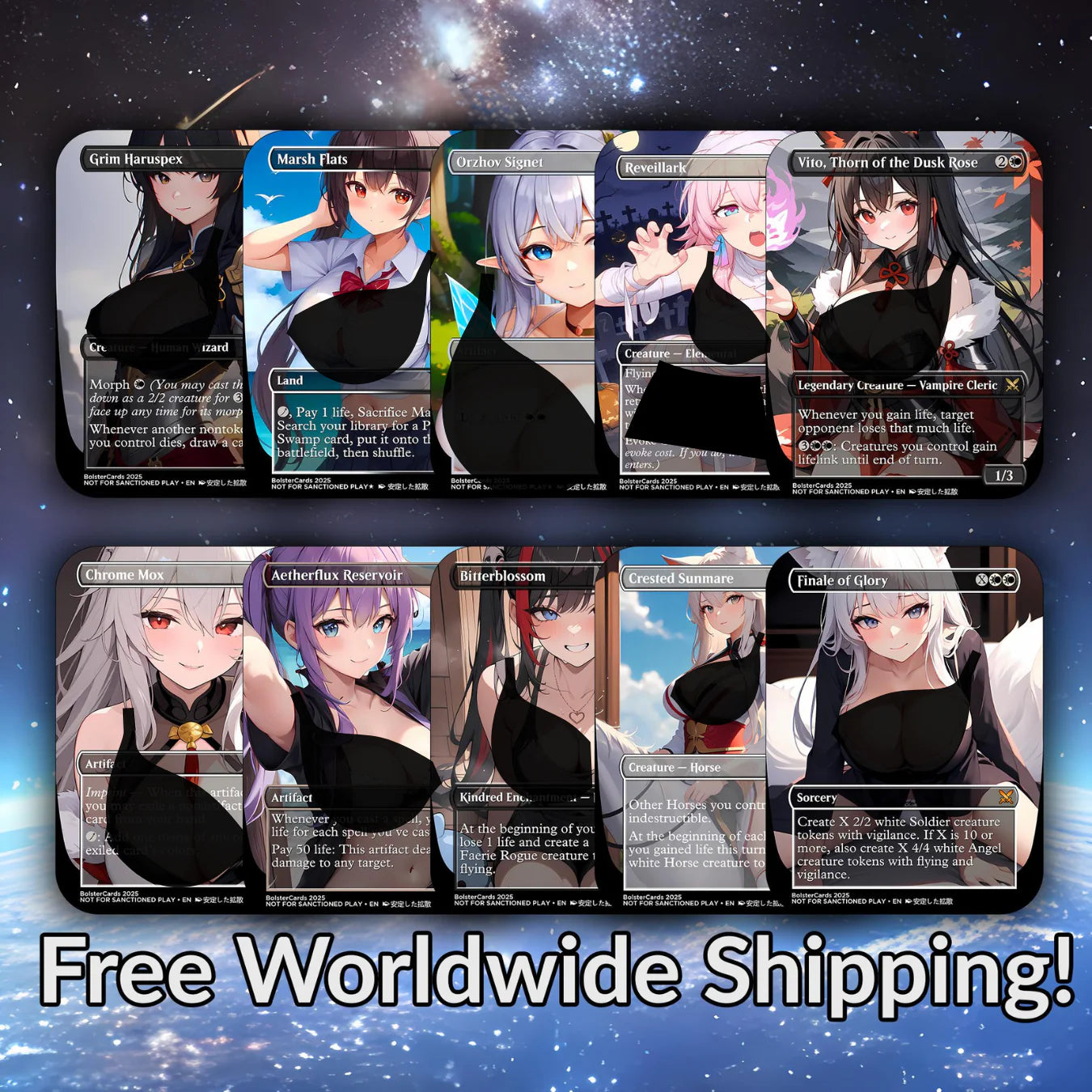 Orzhov Token Anime Style Waifu Tribal Commander Deck Special Edition Custom Proxy Deck Art For EDH High Quality Cards 10