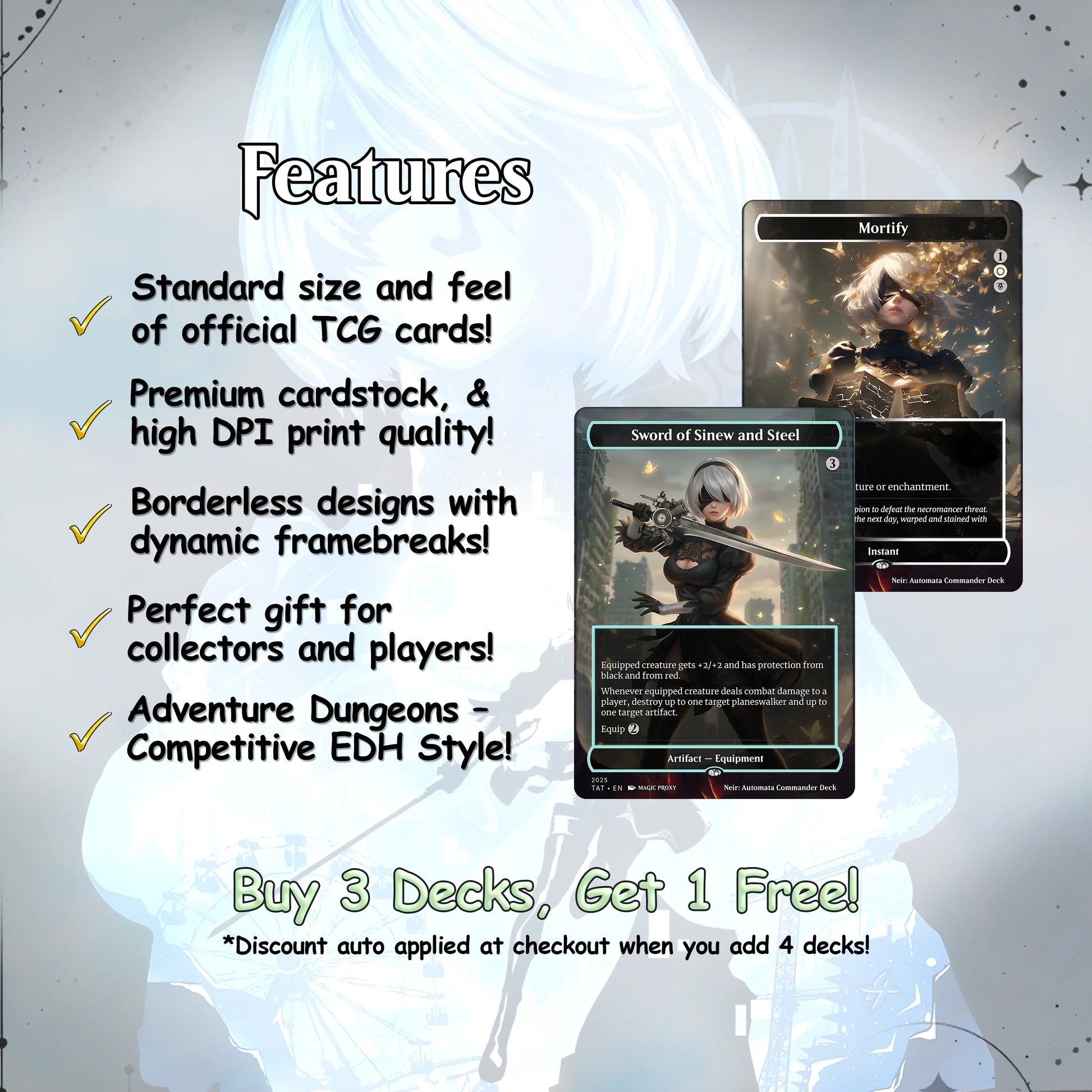 Neir: Automata Commander cEDH Deck - Fate - Grand Oder Commander Magic Commander - Magic Proxy Deck with 160+ Unique Car