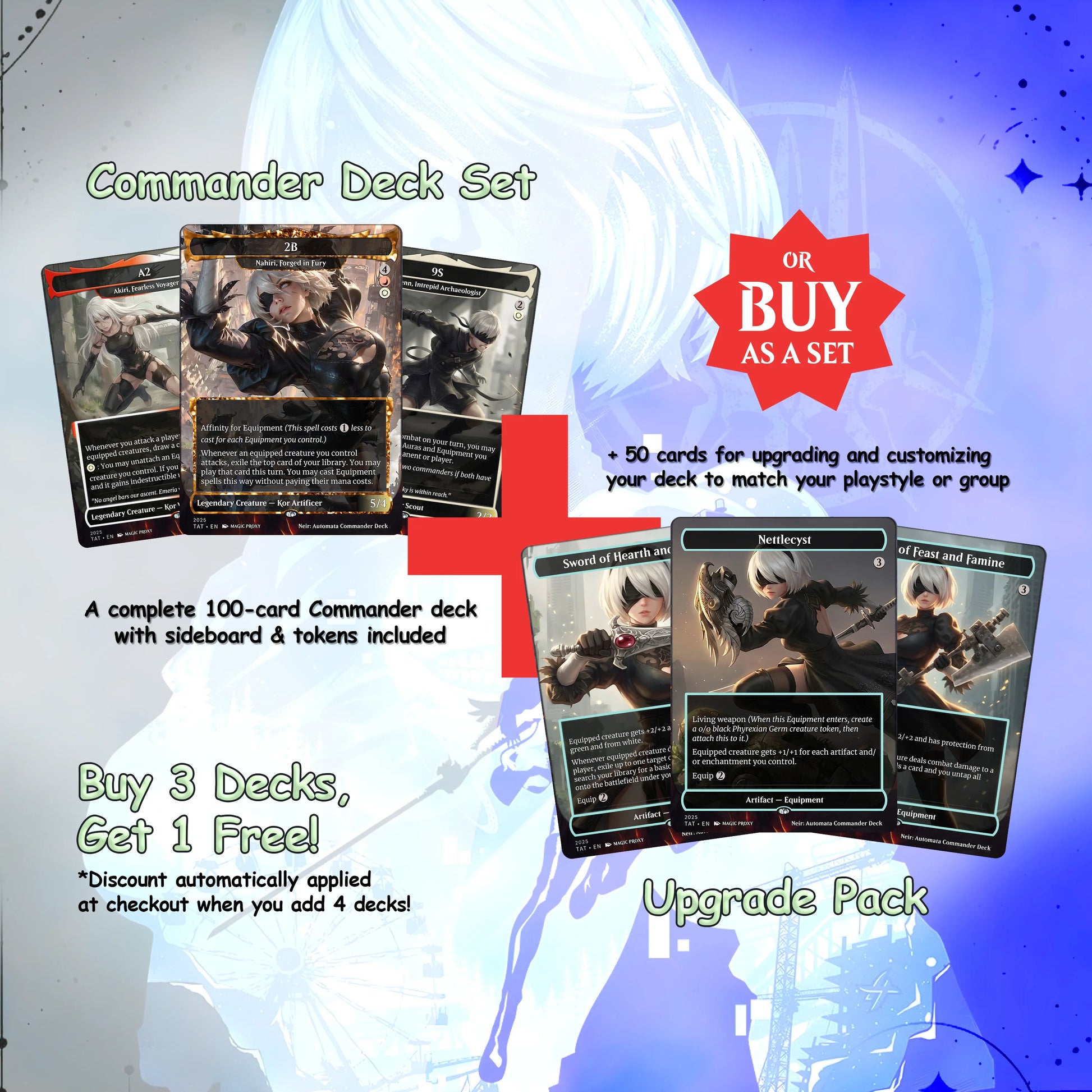 Neir: Automata Commander cEDH Deck - Fate - Grand Oder Commander Magic Commander - Magic Proxy Deck with 160+ Unique Car