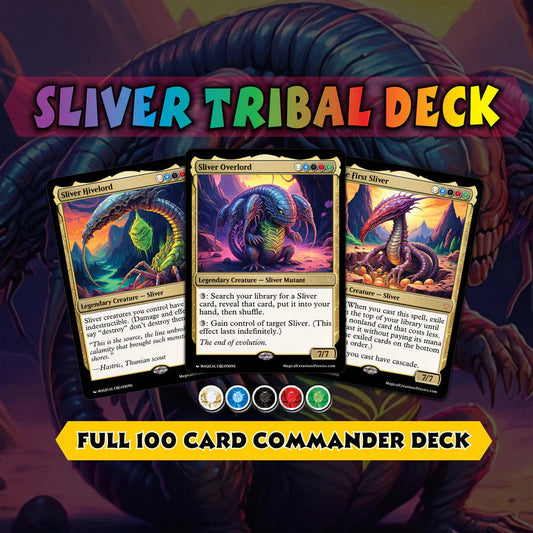 S.l.i.v.e.r Tribal Commander Deck - High Quality MTG Proxies for Commander EDH, Full 100 Card Ready to Play Deck with Cu