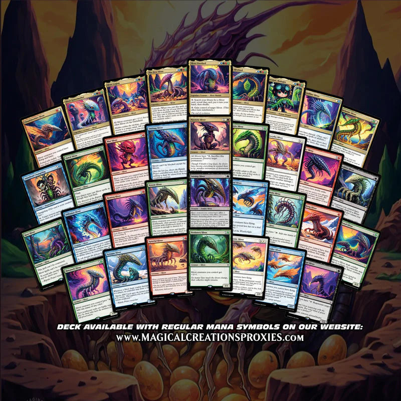 S.l.i.v.e.r Tribal Commander Deck - High Quality MTG Proxies for Commander EDH, Full 100 Card Ready to Play Deck with Cu