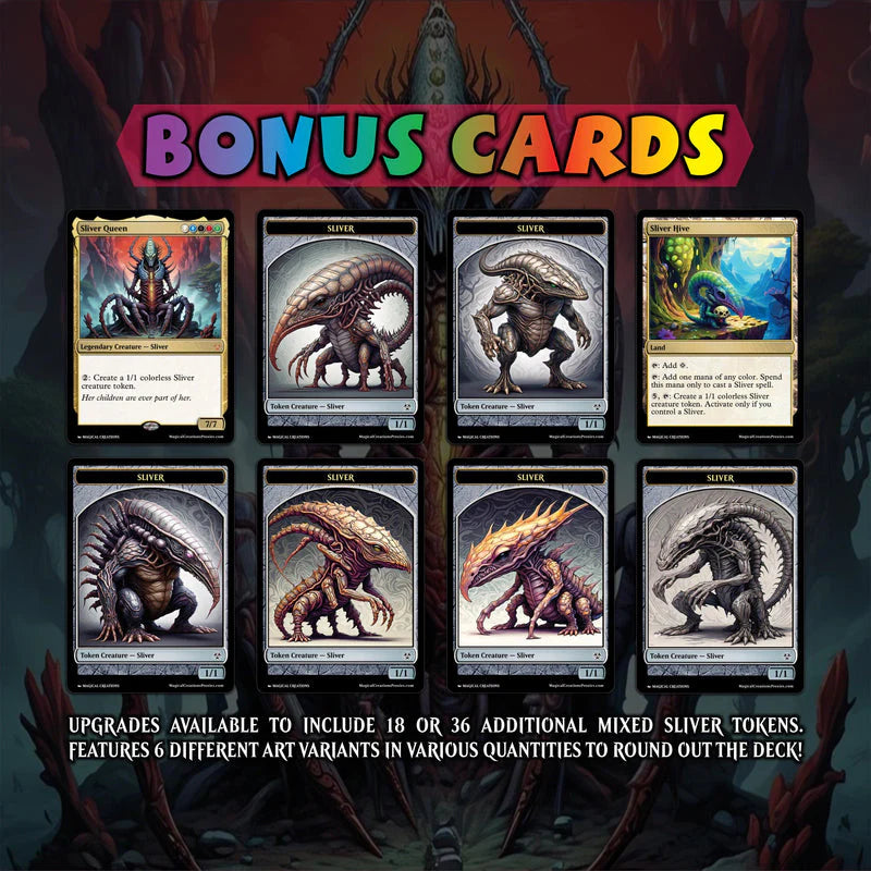 S.l.i.v.e.r Tribal Commander Deck - High Quality MTG Proxies for Commander EDH, Full 100 Card Ready to Play Deck with Cu