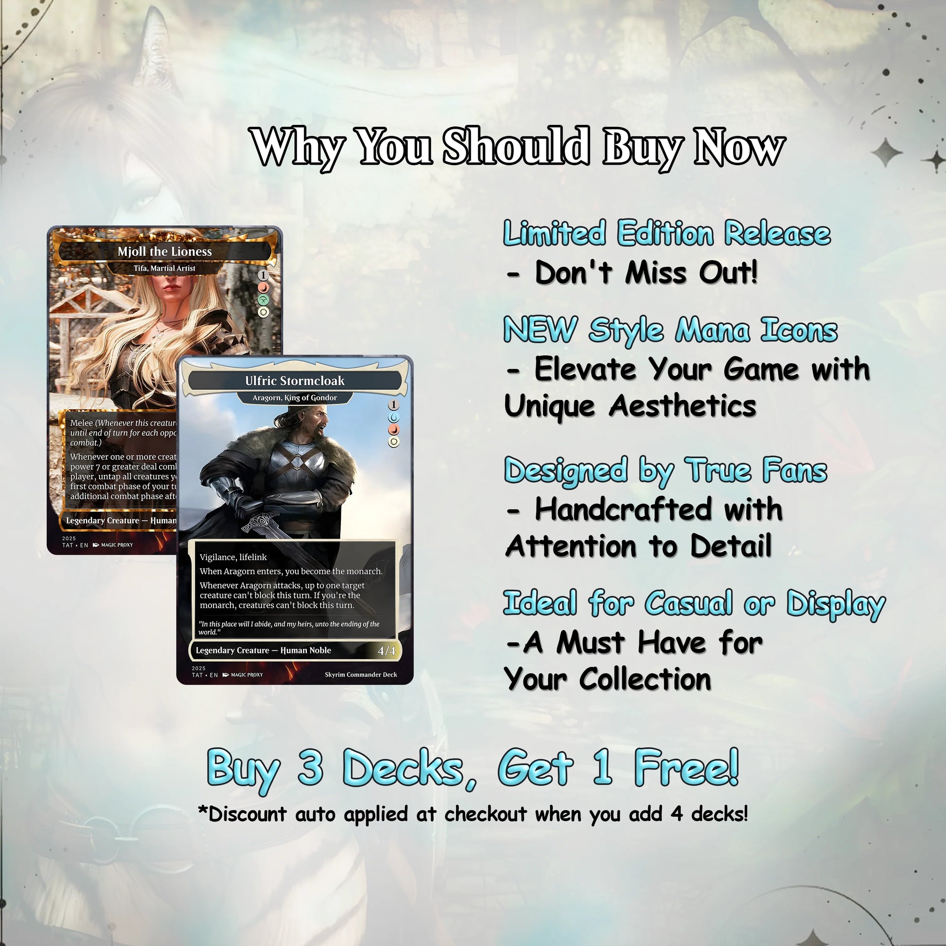 Skyrim Themed cEDH Deck - Skyrim Themed Magic Commander - Magic Proxy Deck with 160+ Unique Cards - Custom Cards MTG Pro