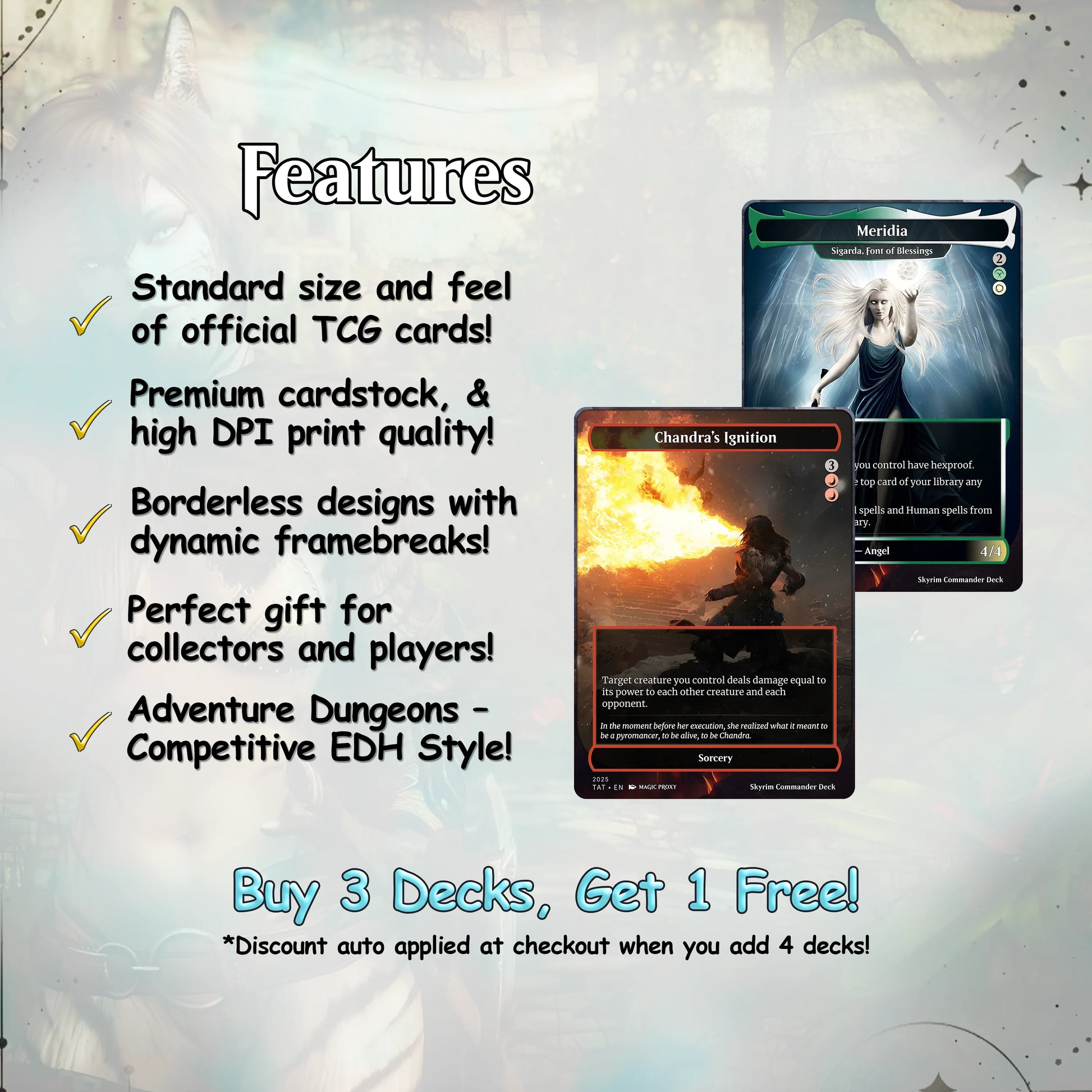 Skyrim Themed cEDH Deck - Skyrim Themed Magic Commander - Magic Proxy Deck with 160+ Unique Cards - Custom Cards MTG Pro