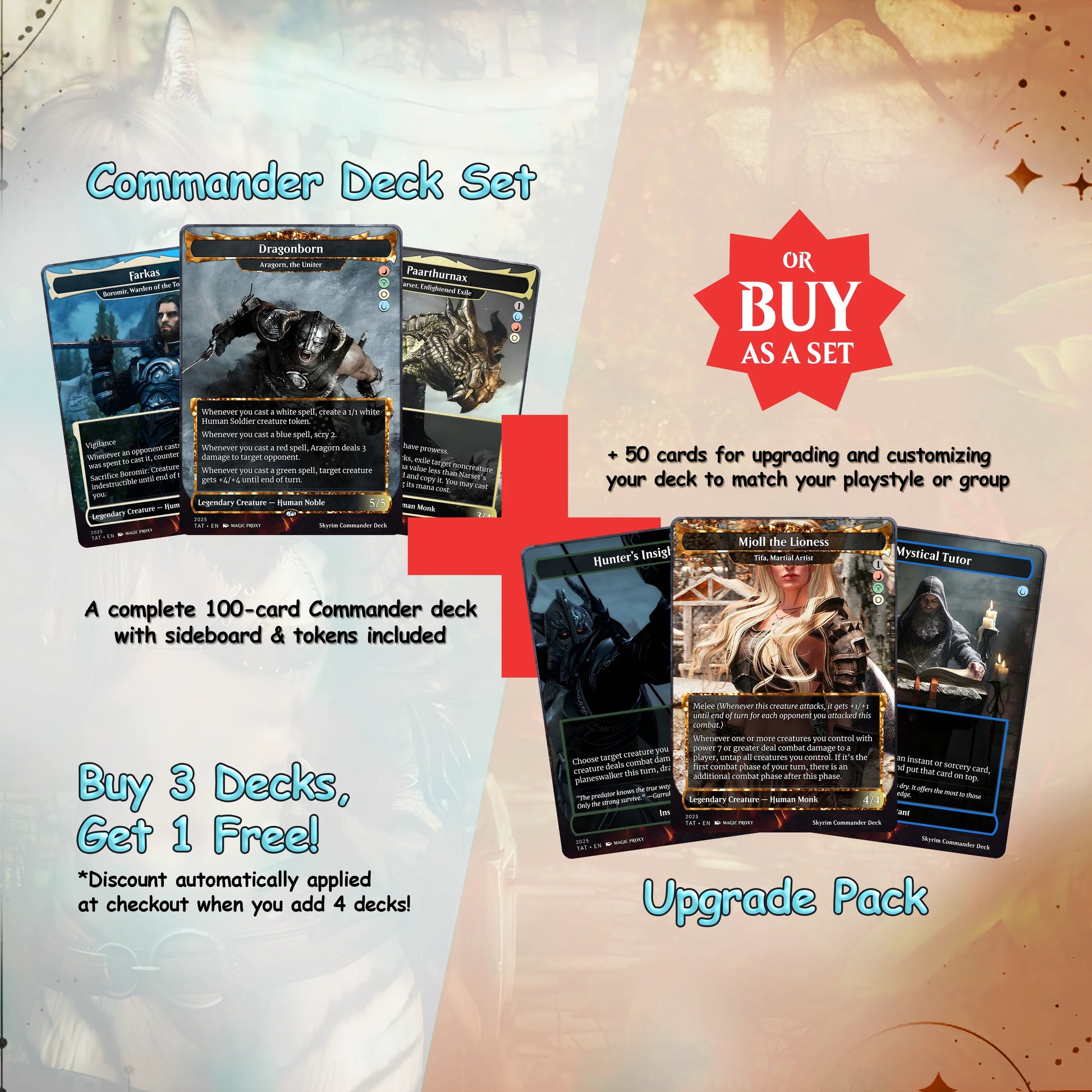 Skyrim Themed cEDH Deck - Skyrim Themed Magic Commander - Magic Proxy Deck with 160+ Unique Cards - Custom Cards MTG Pro