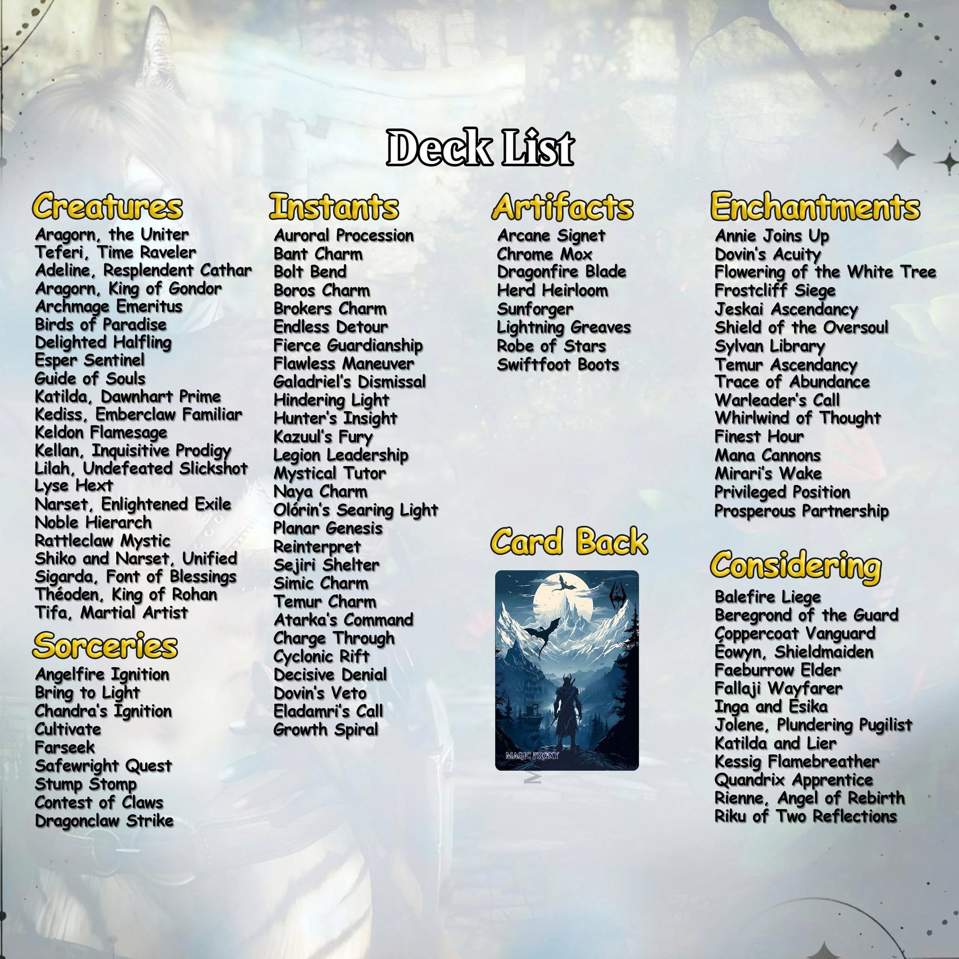 Skyrim Themed cEDH Deck - Skyrim Themed Magic Commander - Magic Proxy Deck with 160+ Unique Cards - Custom Cards MTG Pro