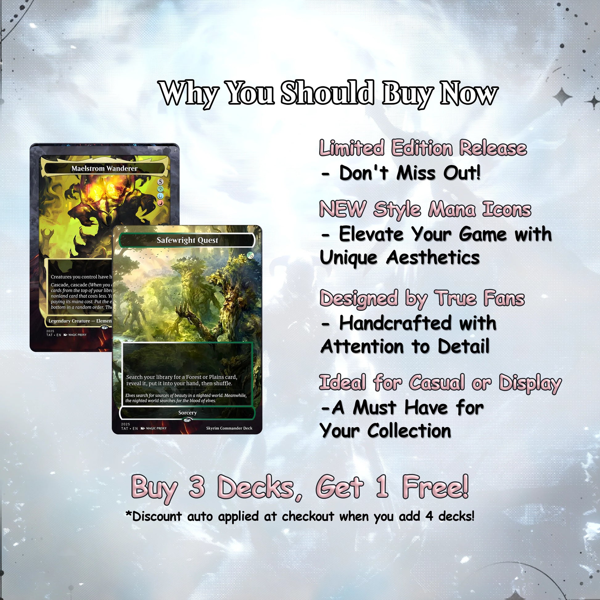 Skyrim Themed Commander Deck Proxies, Multi Colour Combo, 120+ Unique Cards, Quality Custom Card Proxy for Commander EDH