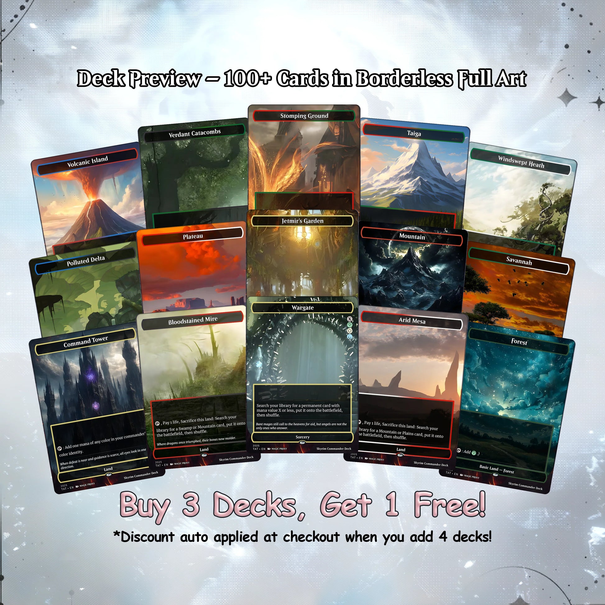 Skyrim Themed Commander Deck Proxies, Multi Colour Combo, 120+ Unique Cards, Quality Custom Card Proxy for Commander EDH