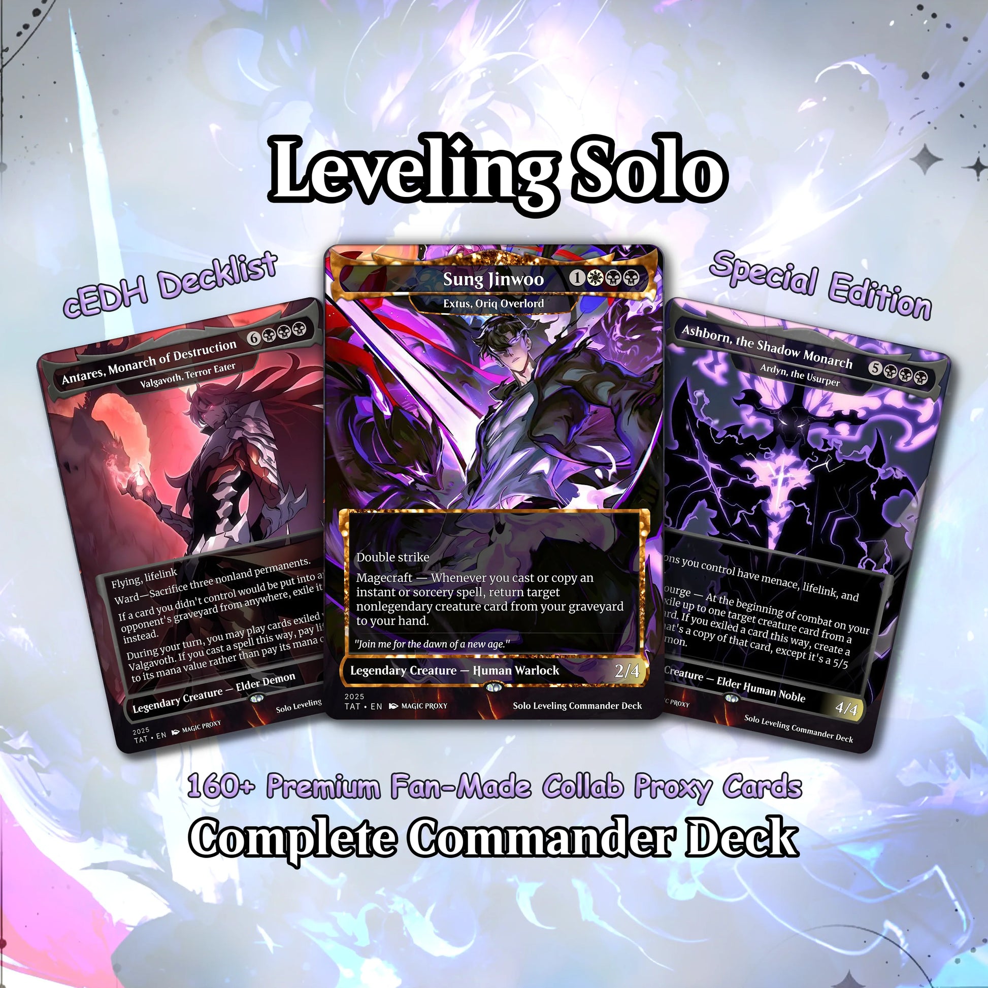 Solo Leveling cEDH Deck - Solo Leveling Magic Commander - Magic Proxy Deck with 160+ Unique Cards - Custom Cards MTG Pro