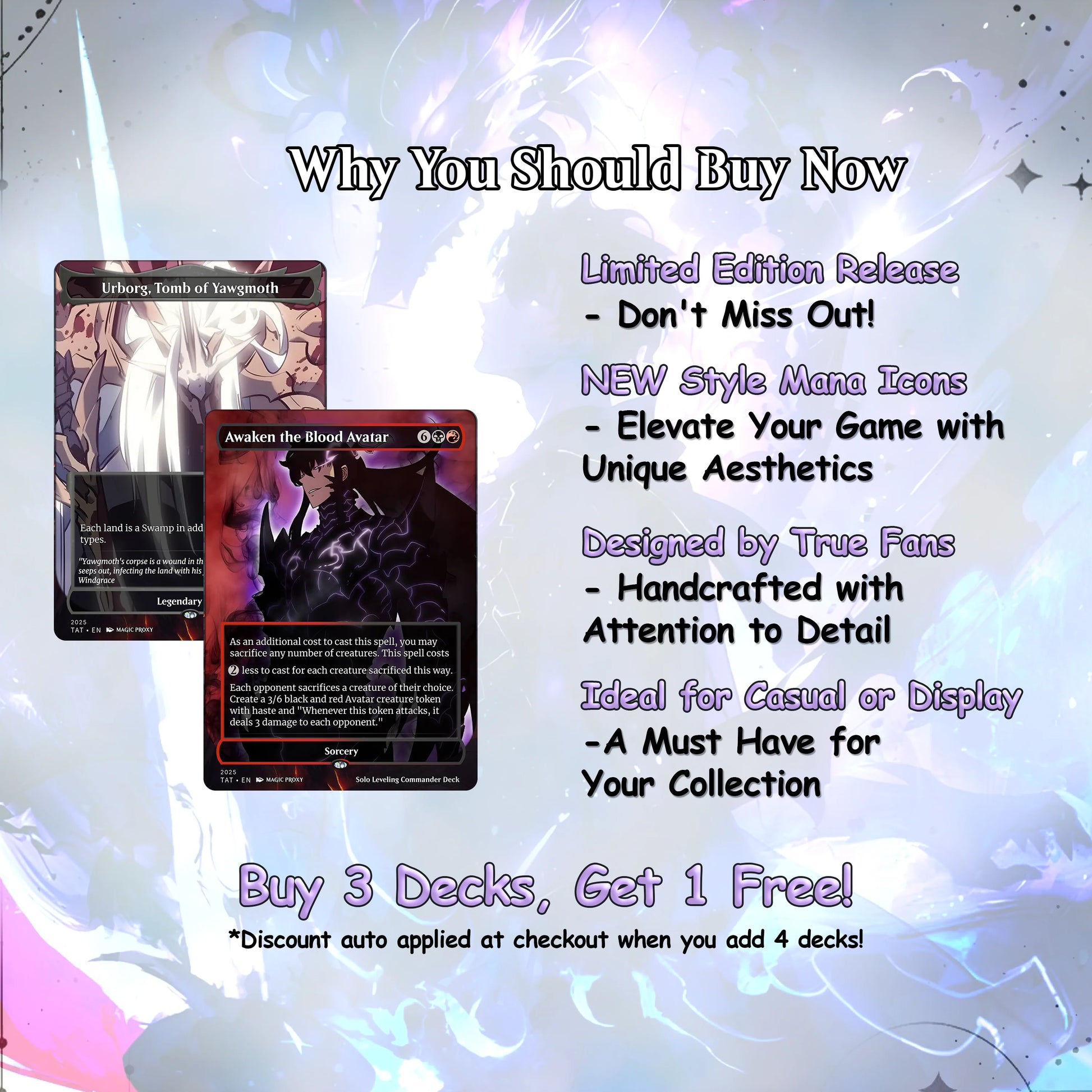 Solo Leveling cEDH Deck - Solo Leveling Magic Commander - Magic Proxy Deck with 160+ Unique Cards - Custom Cards MTG Pro
