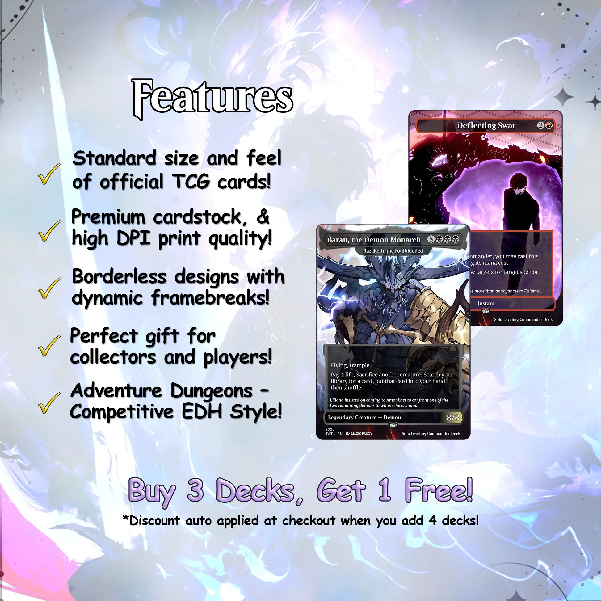 Solo Leveling cEDH Deck - Solo Leveling Magic Commander - Magic Proxy Deck with 160+ Unique Cards - Custom Cards MTG Pro