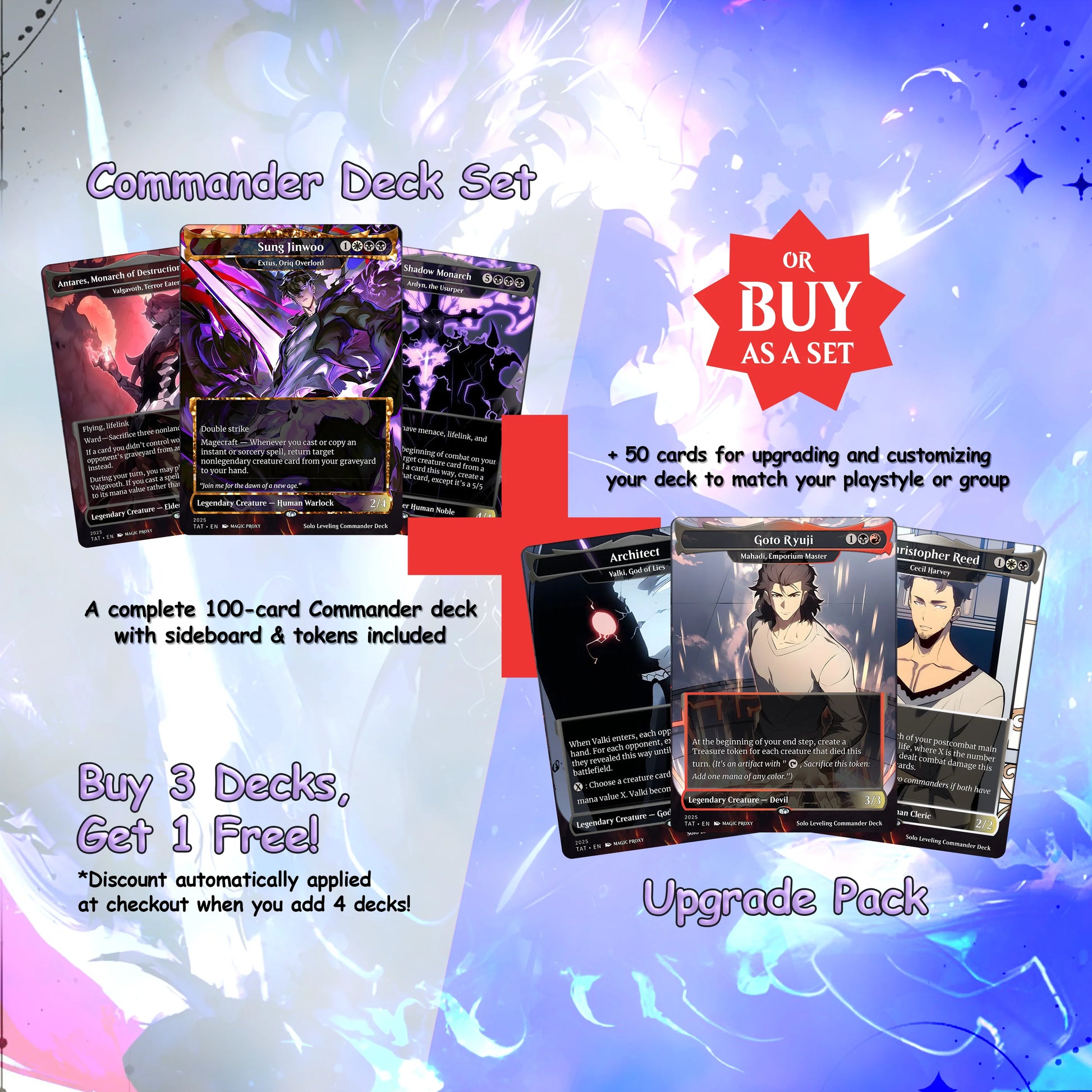 Solo Leveling cEDH Deck - Solo Leveling Magic Commander - Magic Proxy Deck with 160+ Unique Cards - Custom Cards MTG Pro