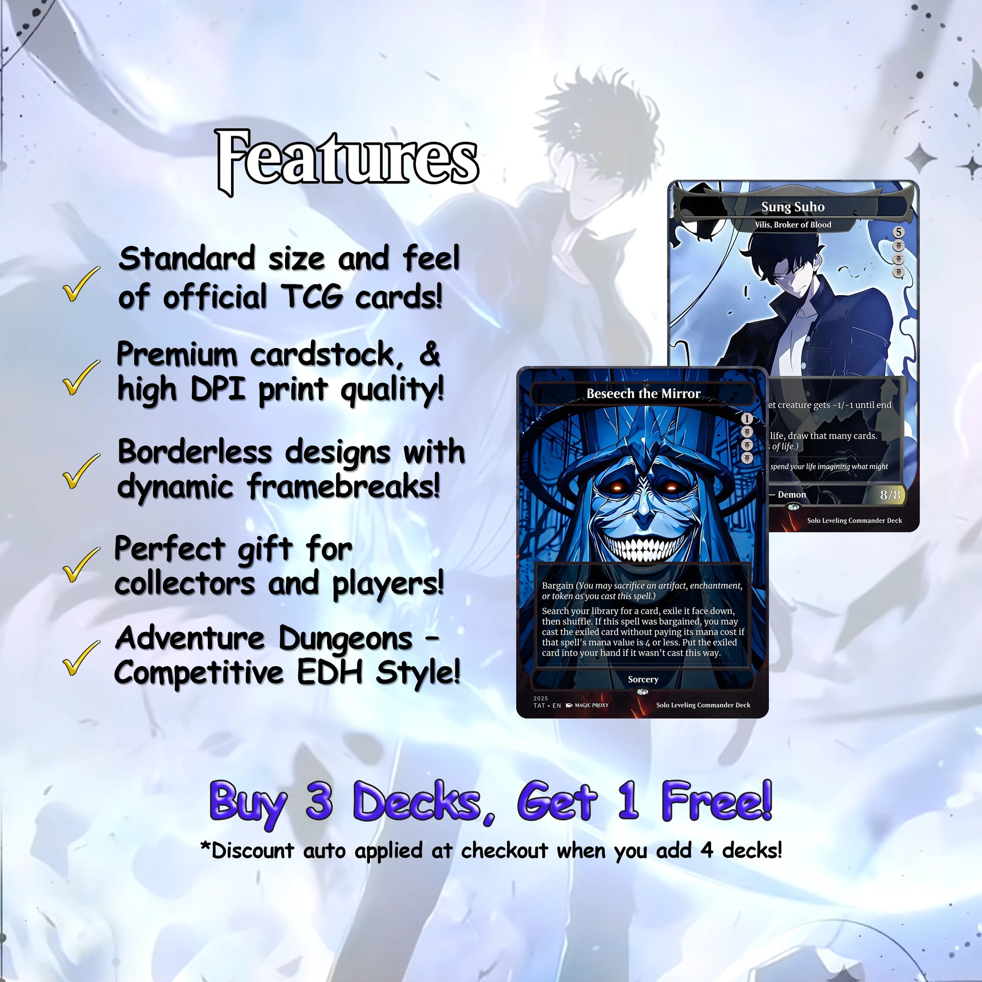 Solo Leveling Commander Deck • Solo Leveling Proxy Card • Custom Mtg Proxies • Mtg Proxy • Mtg Deck Box
