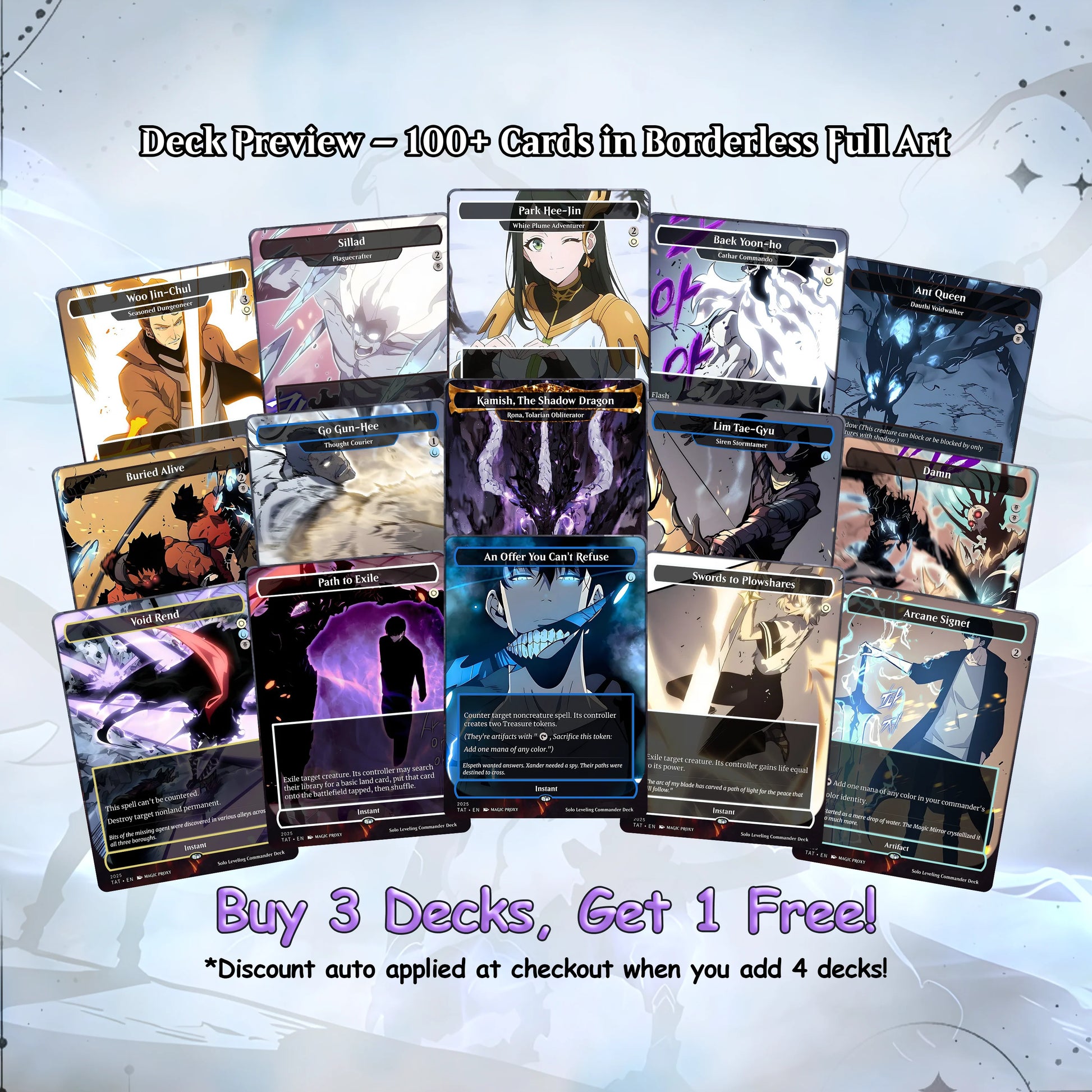 Solo Leveling cEDH Deck - Solo Leveling Magic Commander - Magic Proxy Deck with 170+ Unique Cards - Custom Cards MTG Pro