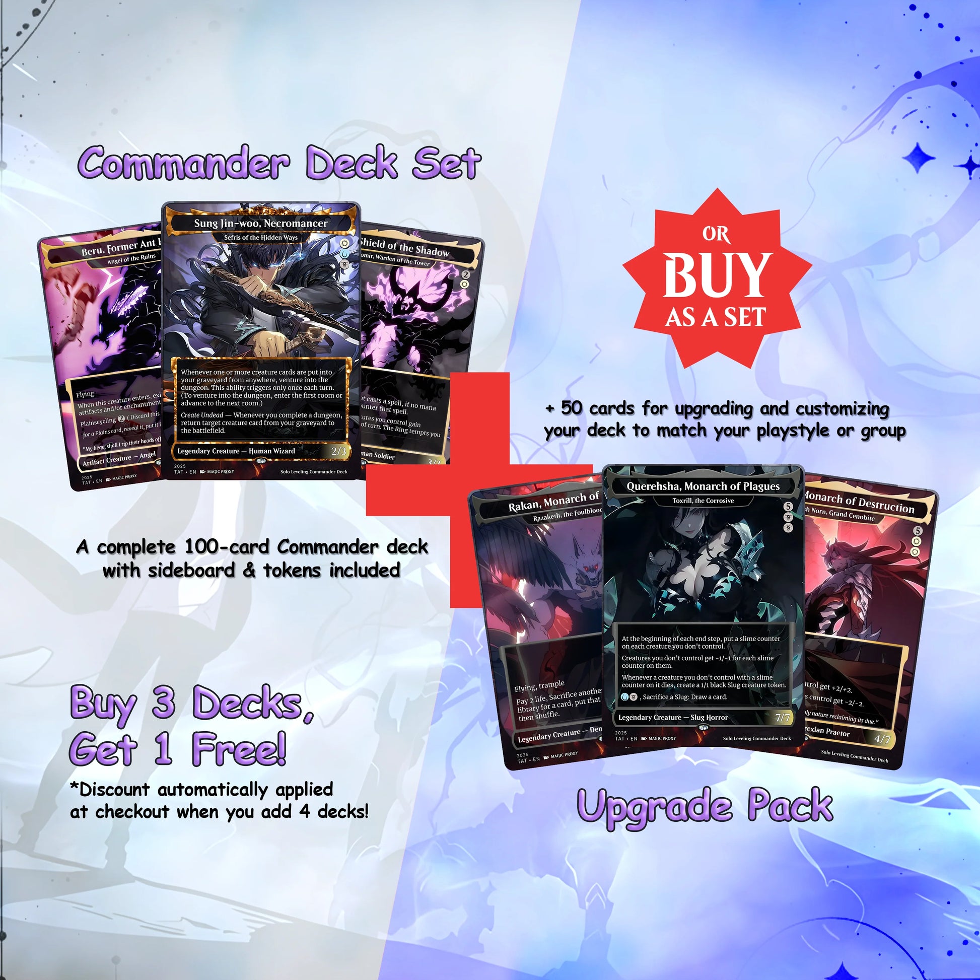 Solo Leveling cEDH Deck - Solo Leveling Magic Commander - Magic Proxy Deck with 170+ Unique Cards - Custom Cards MTG Pro