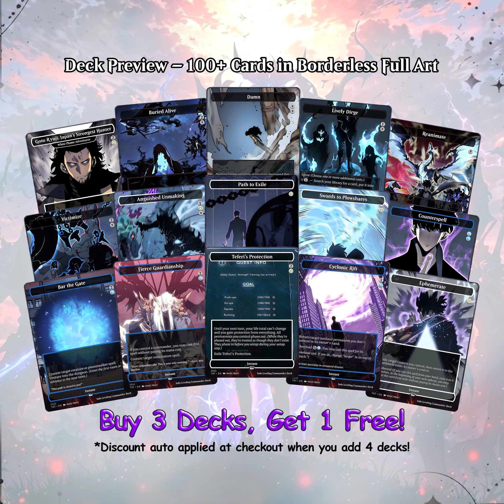 Solo Leveling Proxy EDH | Jinwoo Sung Commander | Anime-Inspired Custom MTG Cards