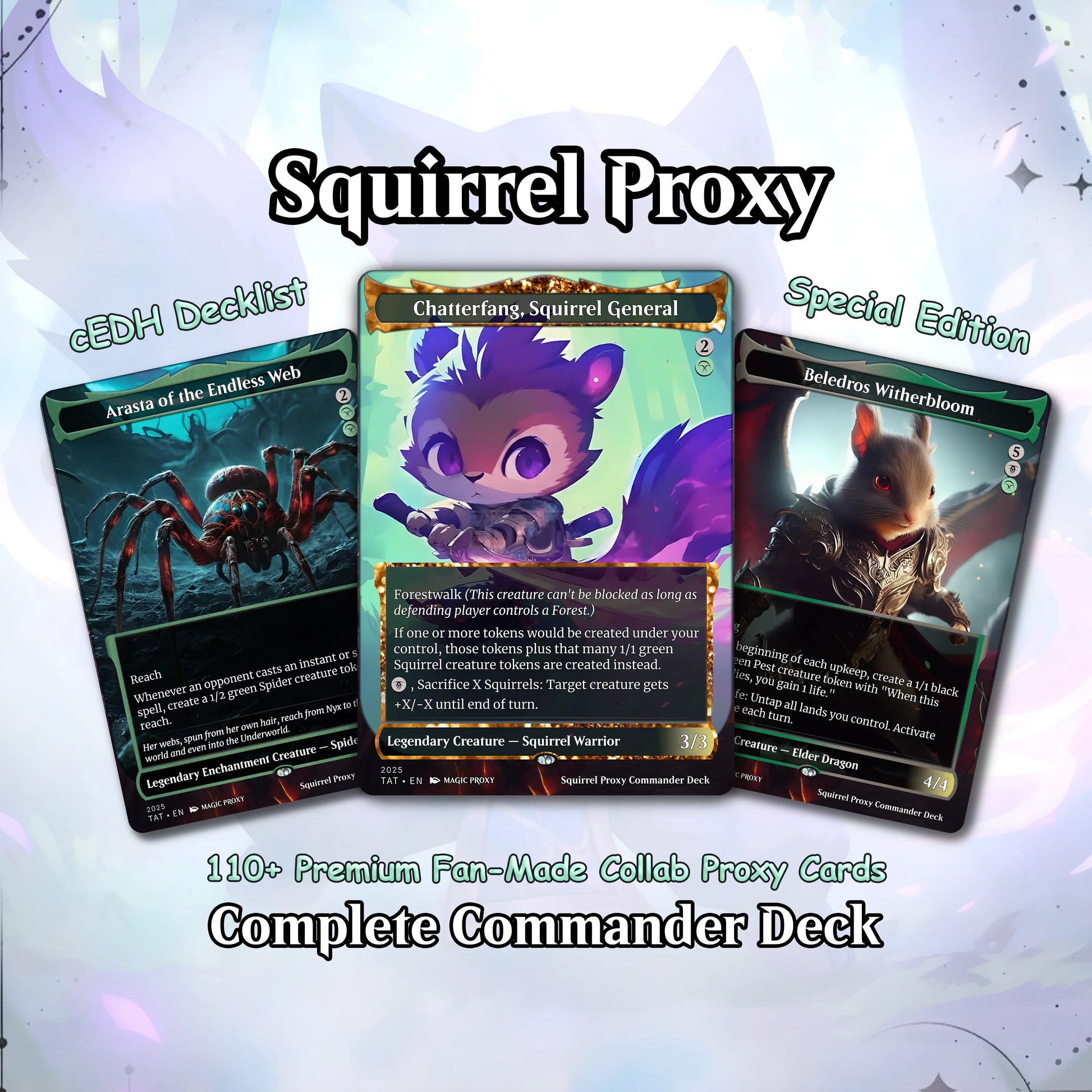 Squirrel Proxy Deck Chatterfang Combo 100 Cards + Sideboard + Tokens | Premium Quality Custom MTG Proxies for EDH Comman