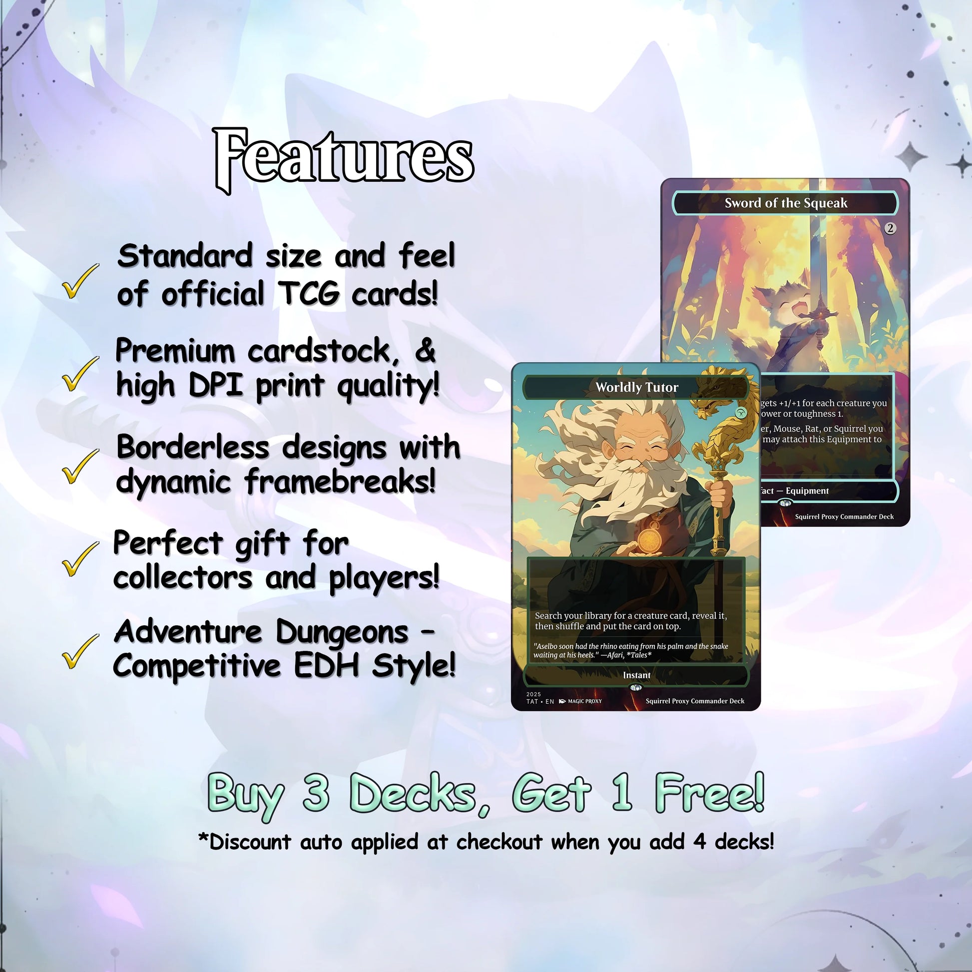 Squirrel Proxy Deck Chatterfang Combo 100 Cards + Sideboard + Tokens | Premium Quality Custom MTG Proxies for EDH Comman