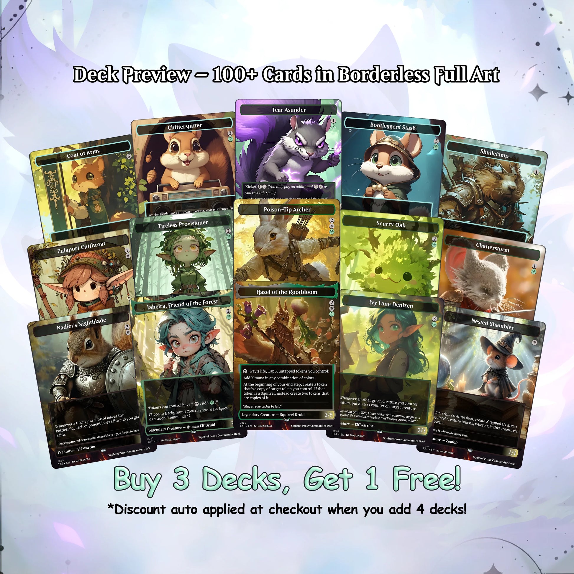 Squirrel Proxy Deck Chatterfang Combo 100 Cards + Sideboard + Tokens | Premium Quality Custom MTG Proxies for EDH Comman