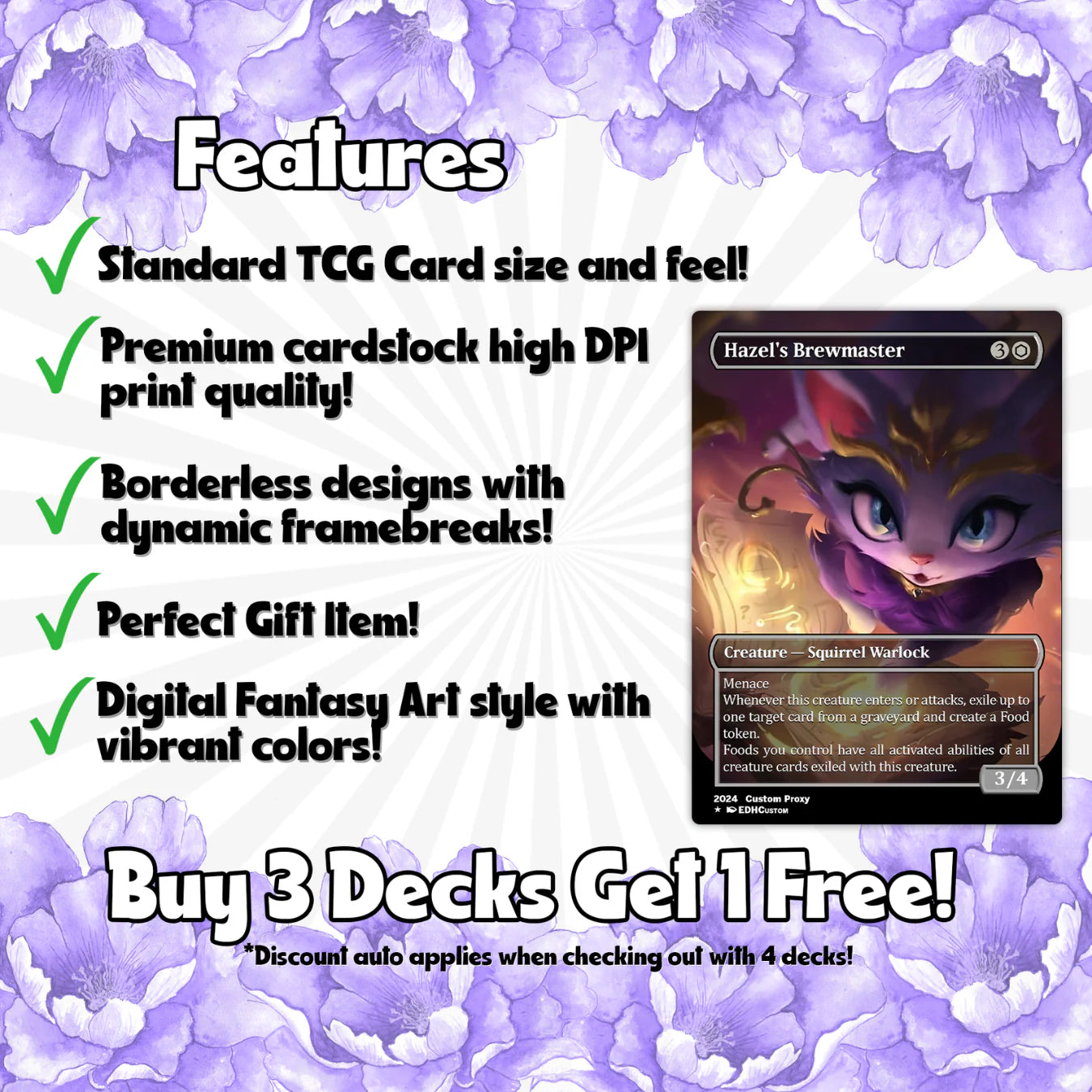 Squirrel Proxy Deck Hazel of the Rootbloom 100 Cards + Sideboard + Tokens | Premium Quality Custom MTG Proxies for EDH C