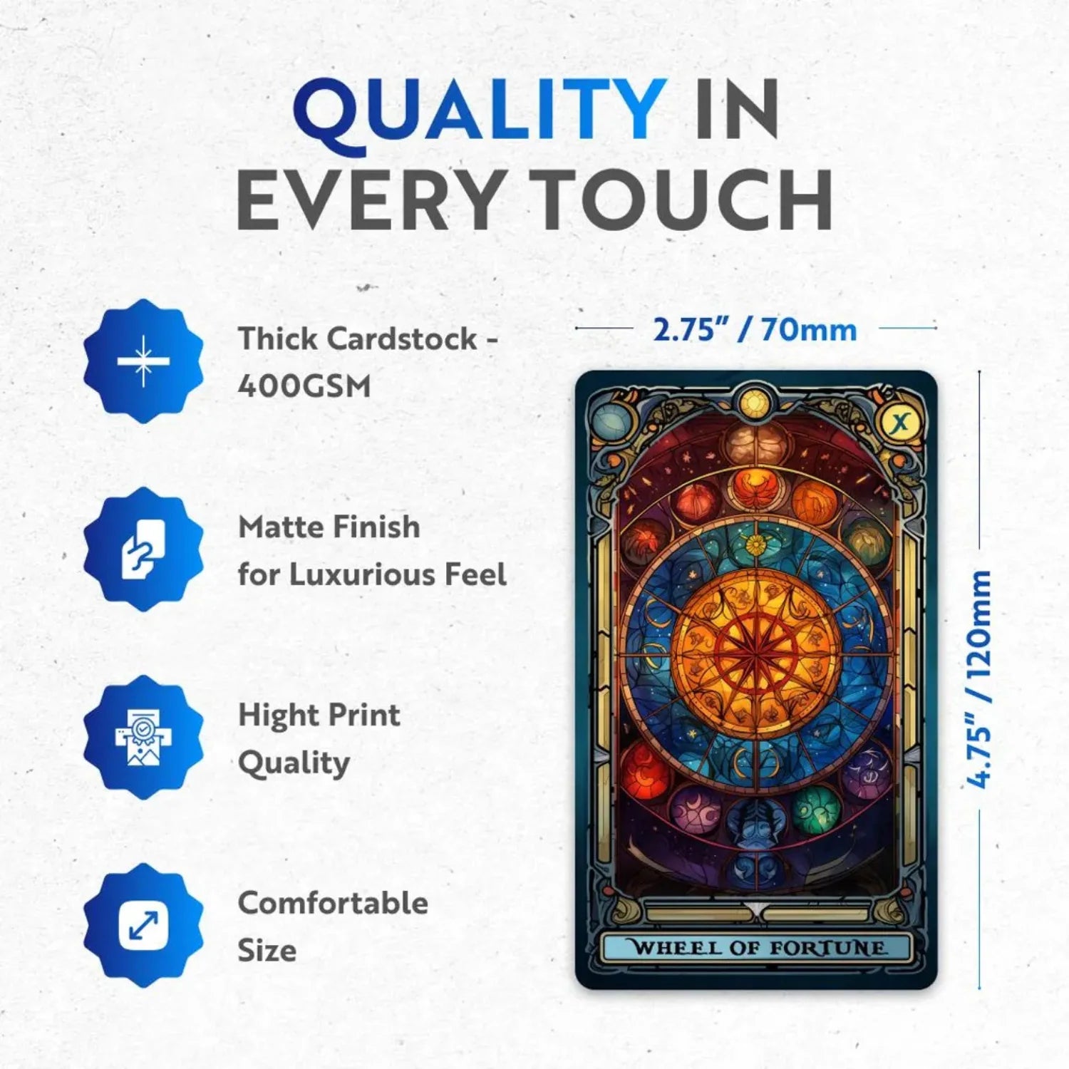 Stained Glass Tarot Deck – 78 Cards with Foil Edges, Intuitive Symbolism, Guidebook Included, Ideal for Beginners and Co